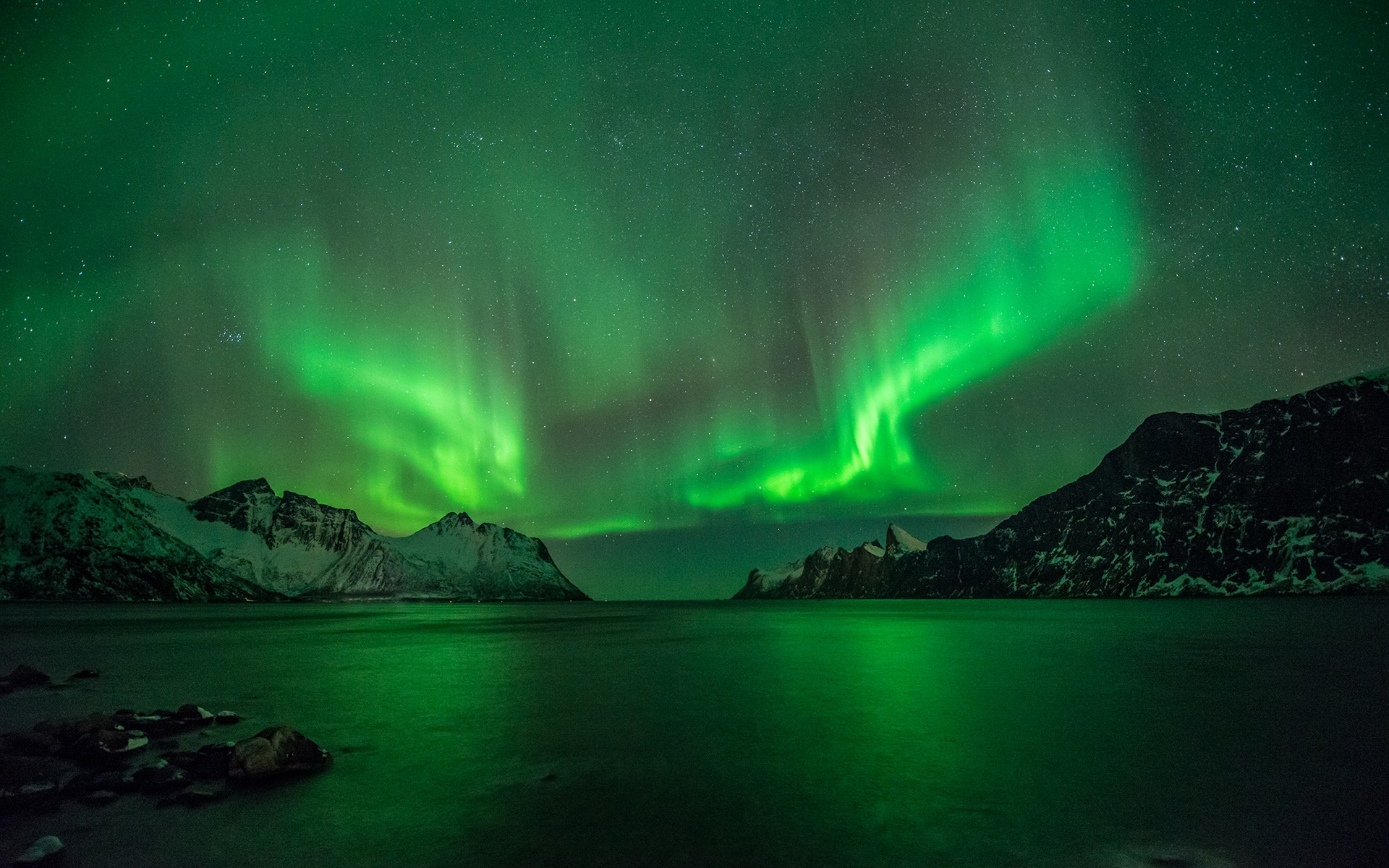 General 1920x1200 aurorae nature sky Norway nordic landscapes