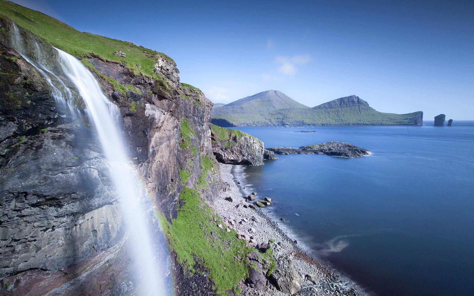 General 1920x1200 Faroe Islands coast nature rocks waterfall Denmark