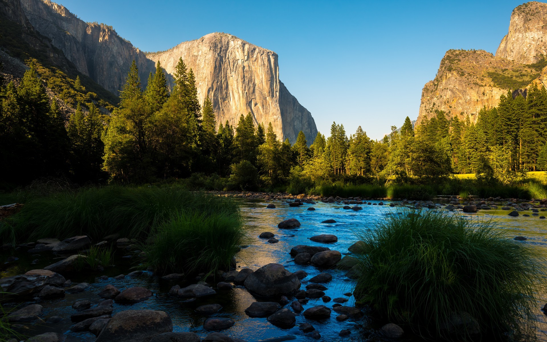 General 1920x1200 creeks river nature landscape rocks water Yosemite National Park Yosemite Valley El Capitan USA California