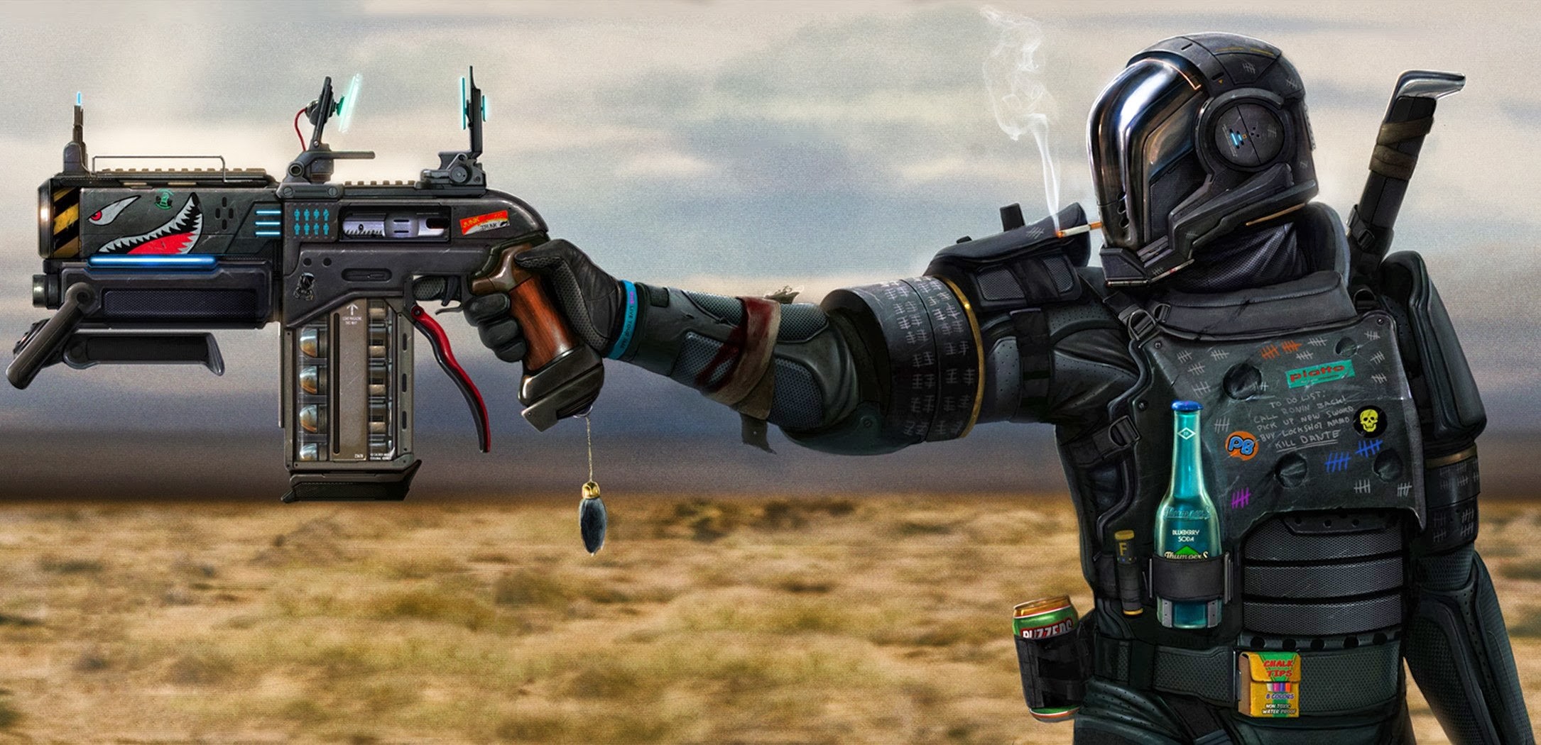General 2170x1050 Last Man Standing: Killbook of a Bounty Hunter futuristic science fiction weapon artwork bottles