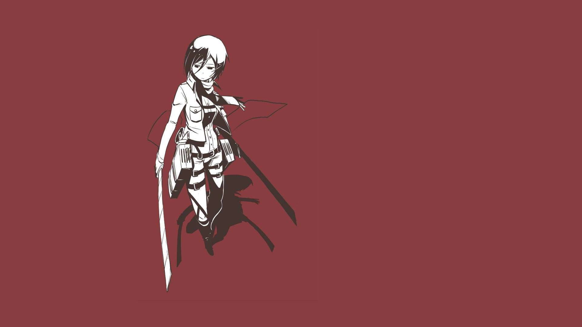 Anime 1920x1080 Mikasa Ackerman anime girls anime minimalism simple background women with swords sword weapon