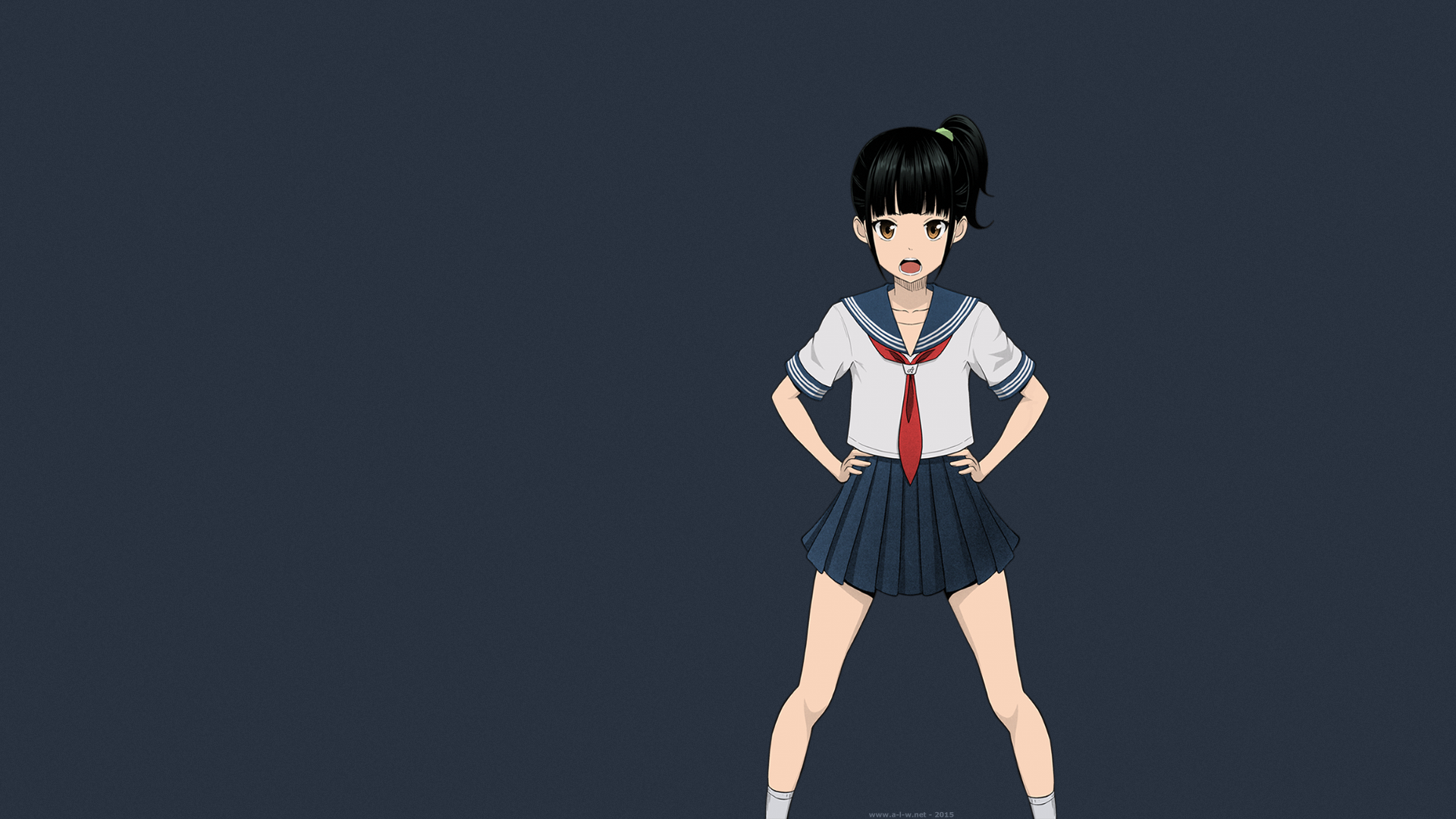Anime 1920x1080 school uniform schoolgirl anime girls manga tsundere short hair anime miniskirt hands on hips black hair legs
