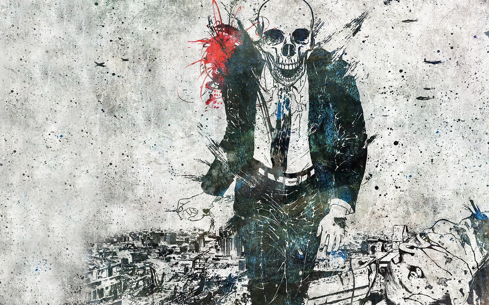 General 1680x1050 skull Alex Cherry businessmen grunge artwork paint splatter