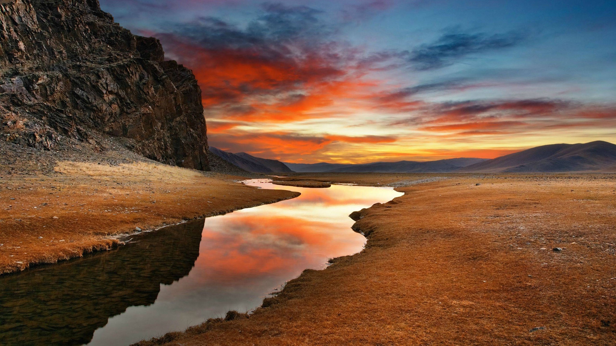 General 2560x1440 reflection river landscape mountains valley skyscape nature sky outdoors rocks