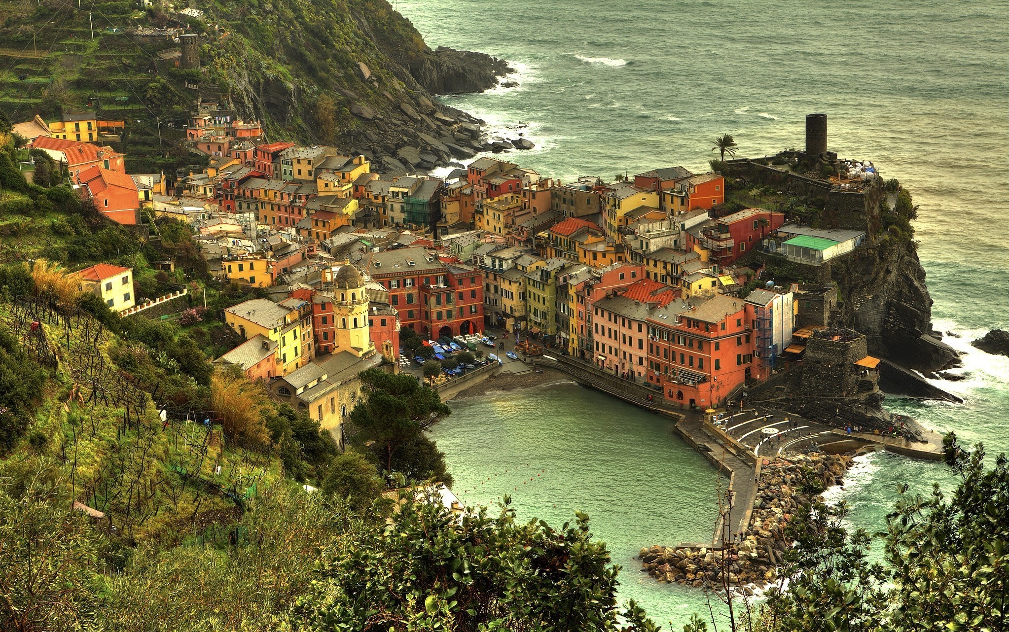 General 2046x1282 Vernazza Cinque Terre cityscape coast bay Liguria town Italy