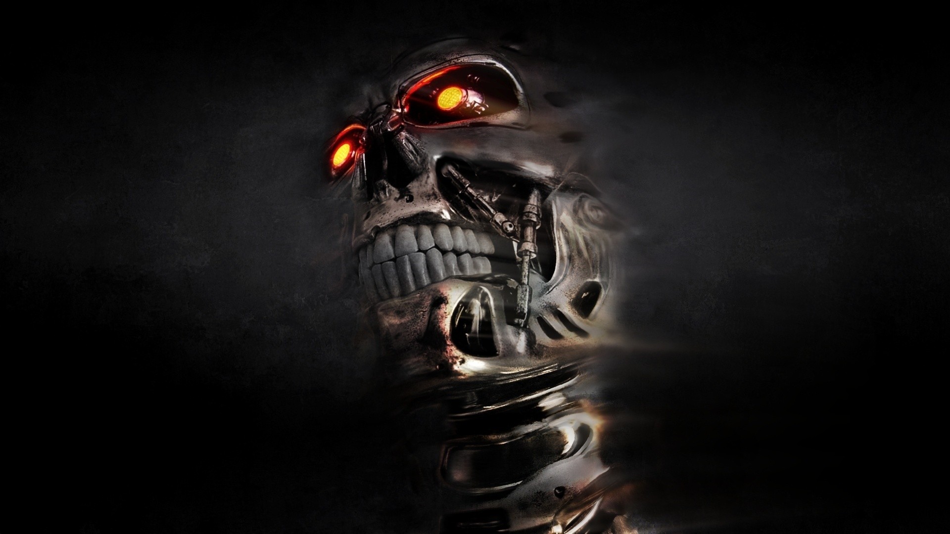 General 1920x1080 T-800 Terminator skull endoskeleton digital art cyborg movies machine science fiction simple background black background