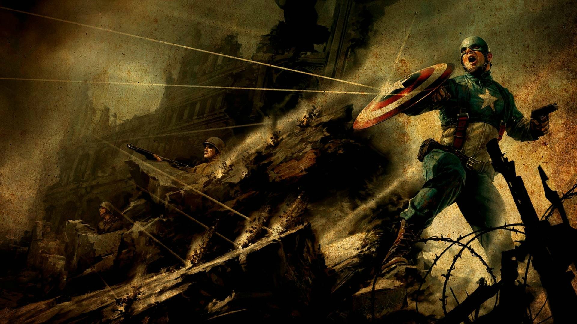General 1920x1080 artwork superhero Captain America war comics Marvel Comics digital art