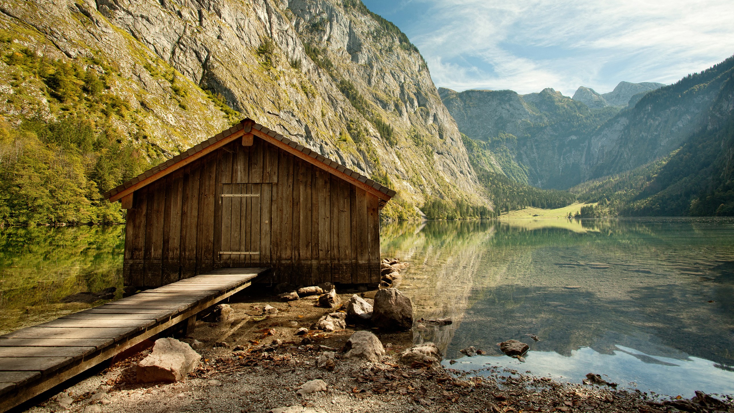 General 2560x1440 lake Obersee Bavaria nature outdoors mountains Germany cabin