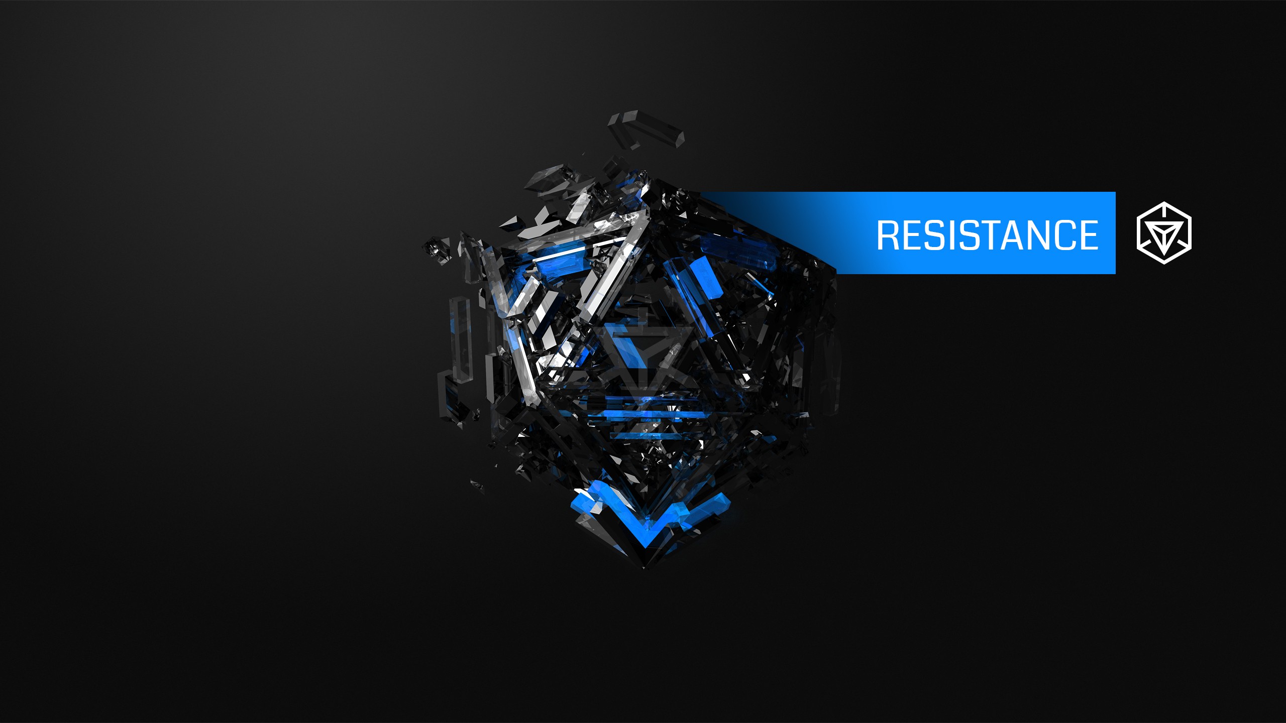 General 2560x1440 hexagon Resistance Ingress blue Justin Maller digital art abstract 3D Abstract