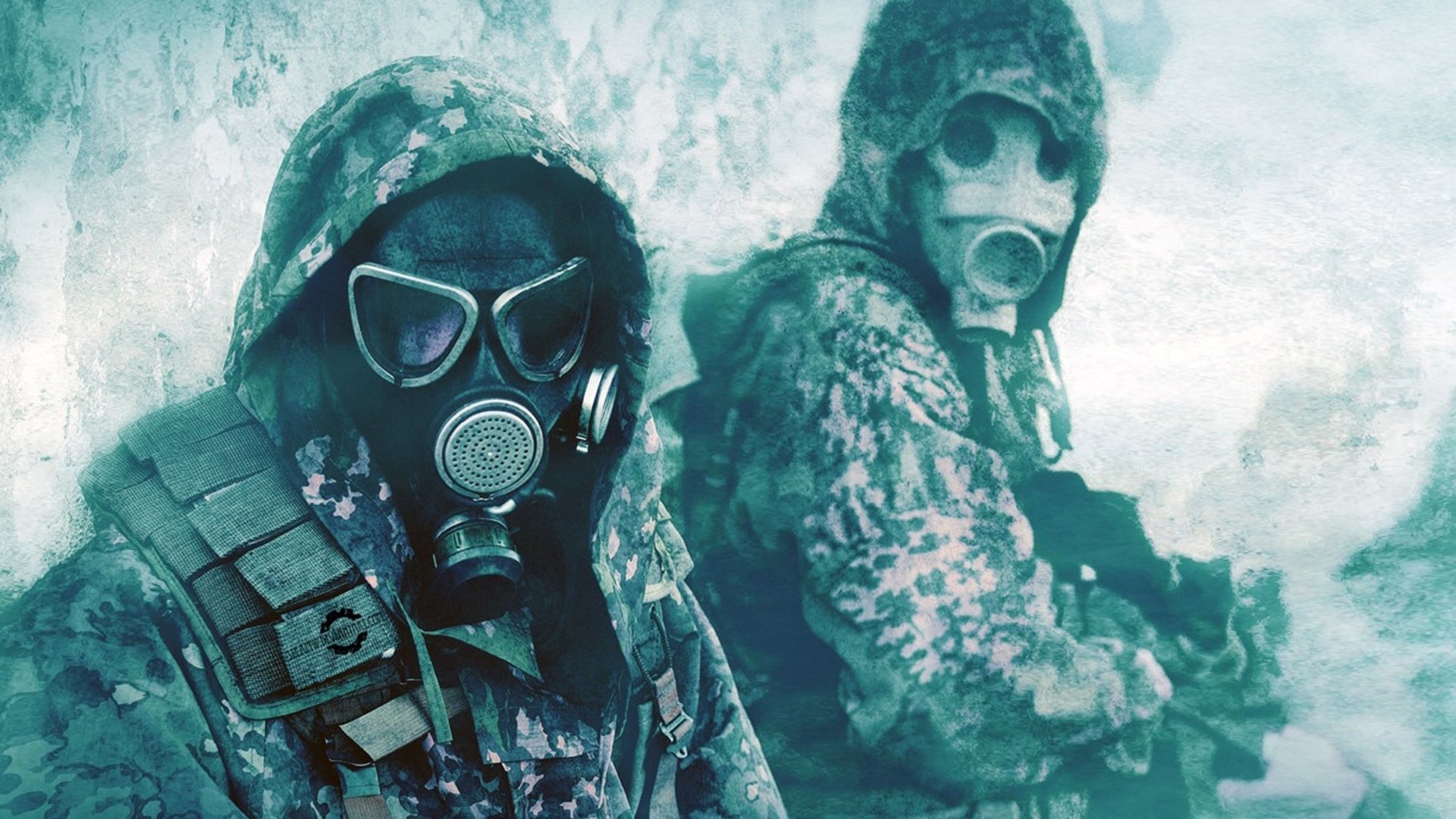 General 1920x1080 men gas masks winter soldier apocalyptic military cyan