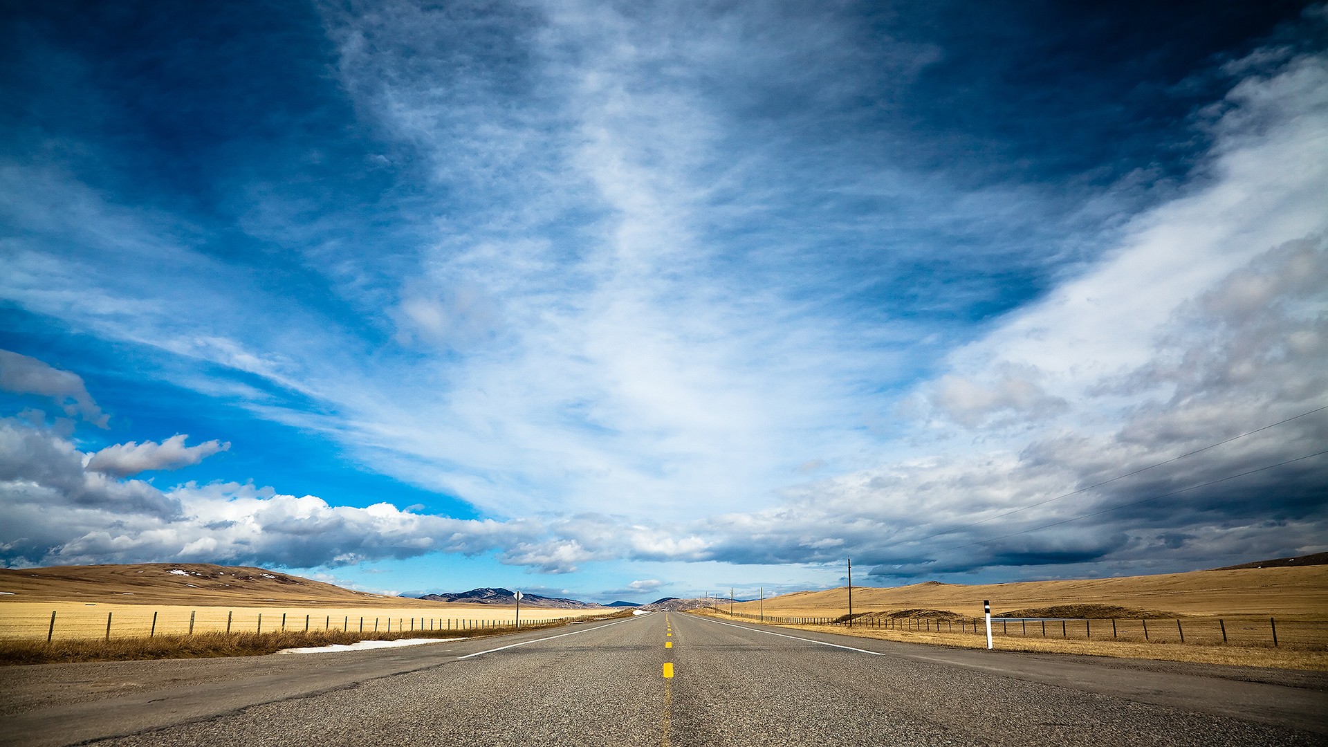 General 1920x1080 highway sky landscape clouds road freedom blue asphalt long road