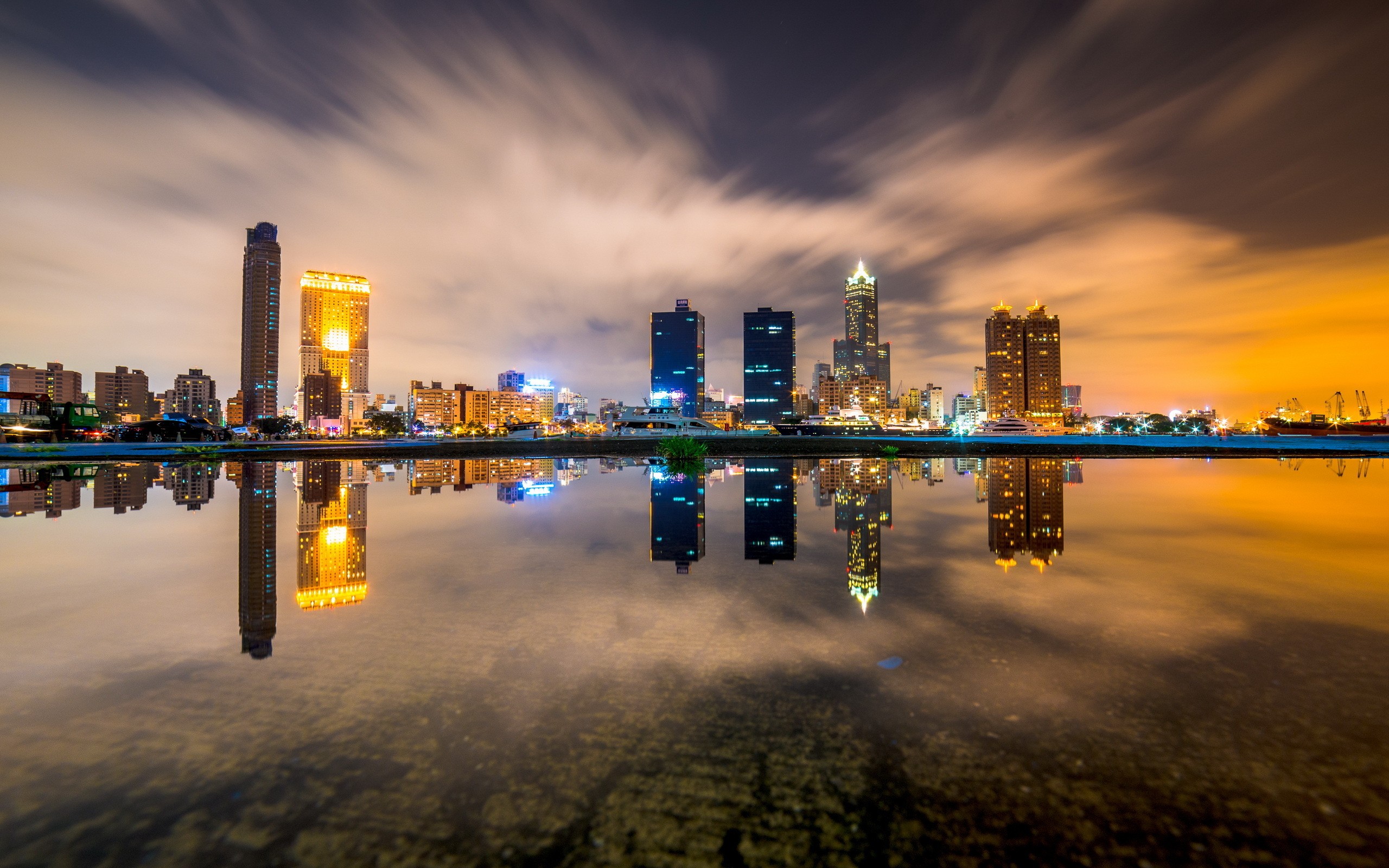 General 2560x1600 cityscape HDR reflection sunset building city lights