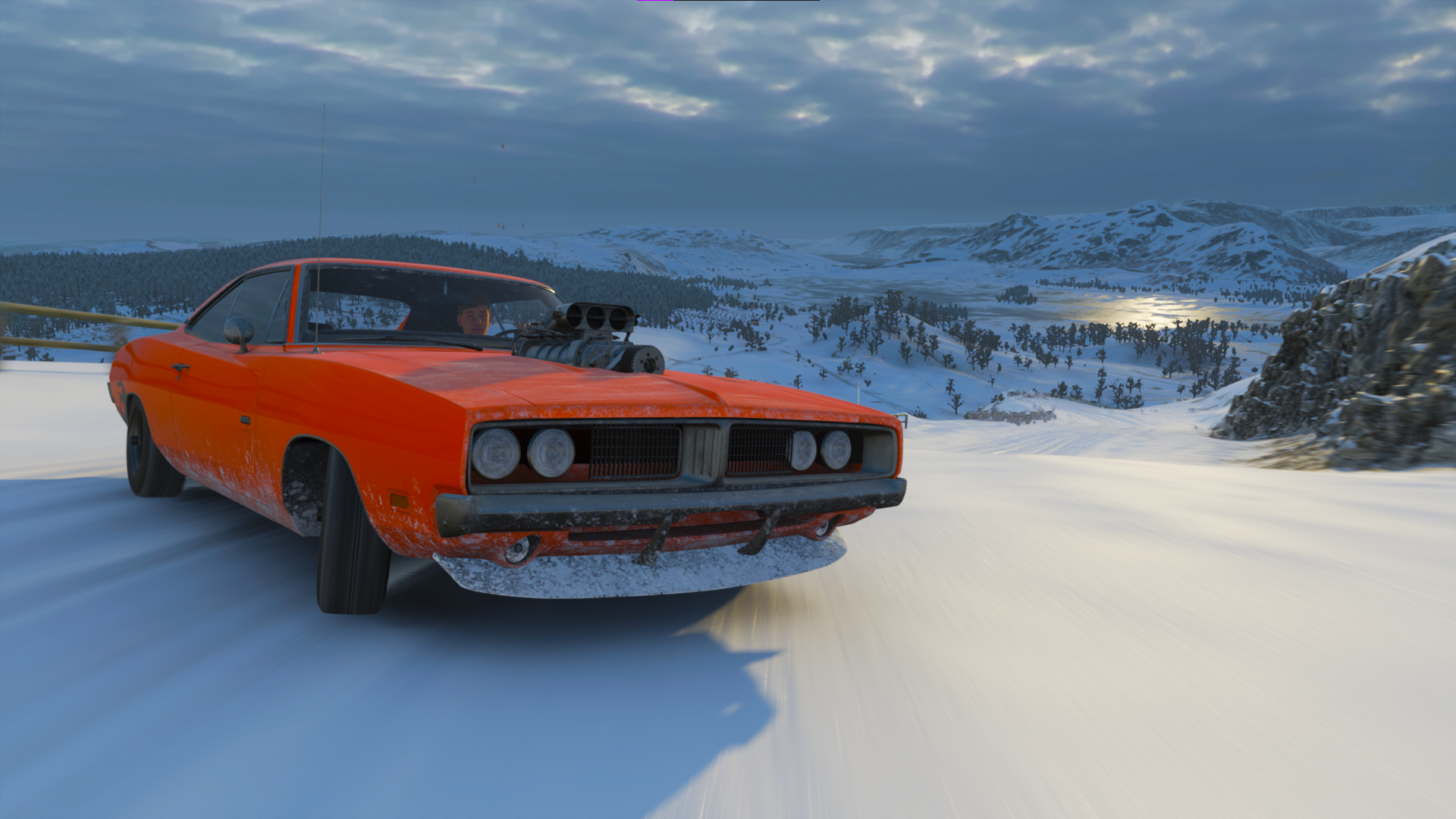 General 1920x1080 Forza Horizon Forza Horizon 4 Dodge Charger orange Hemi snow cold car video games