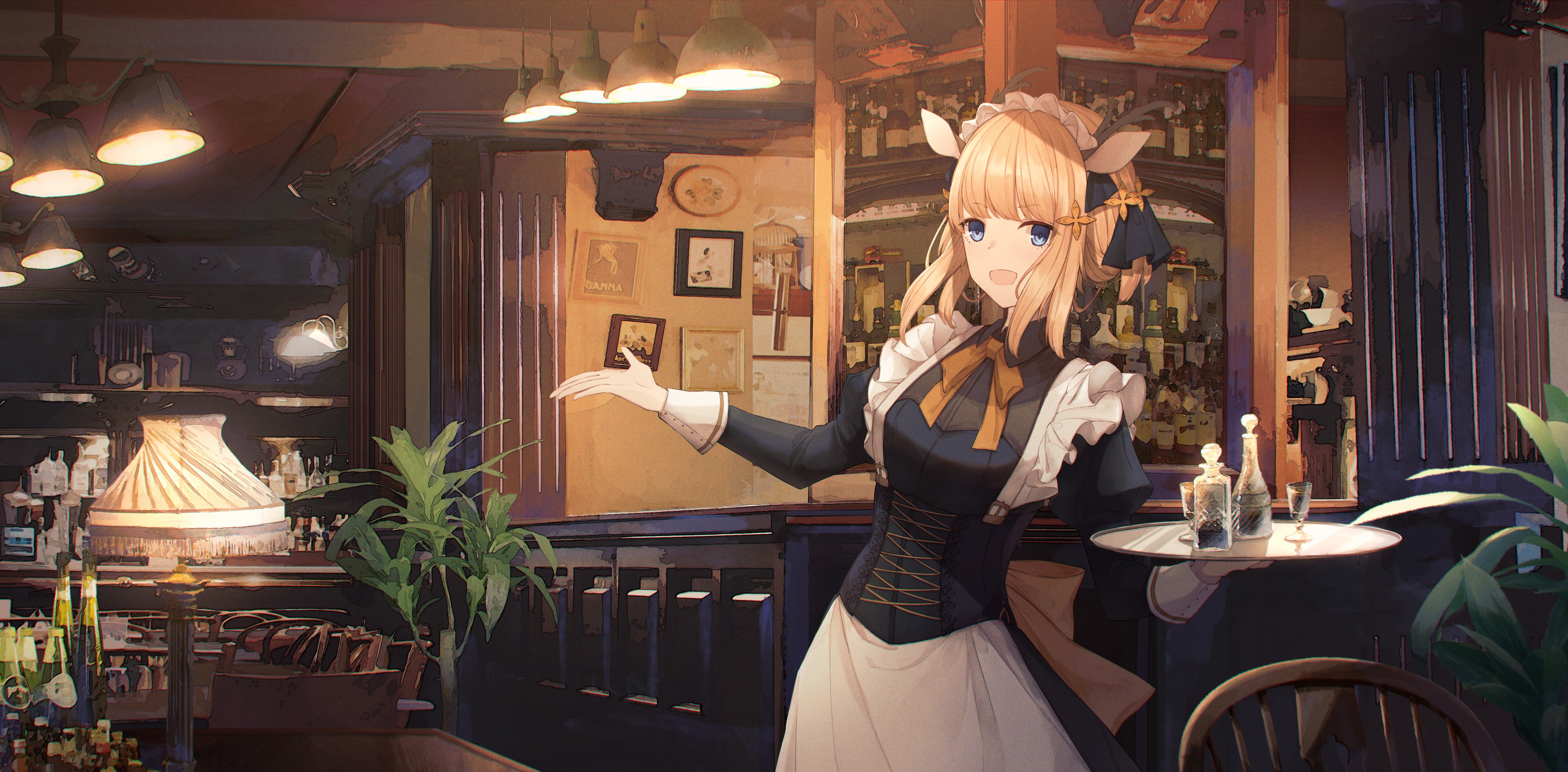 Anime 4795x2363 anime anime girls maid maid outfit blonde blue eyes