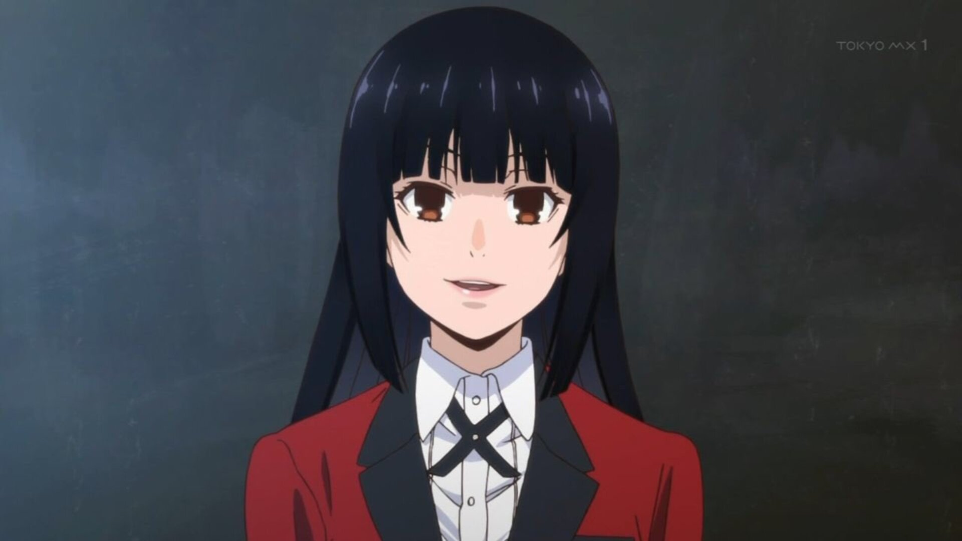 Anime 1920x1080 anime anime girls Anime screenshot Kakegurui Jabami Yumeko long hair black hair solo digital art