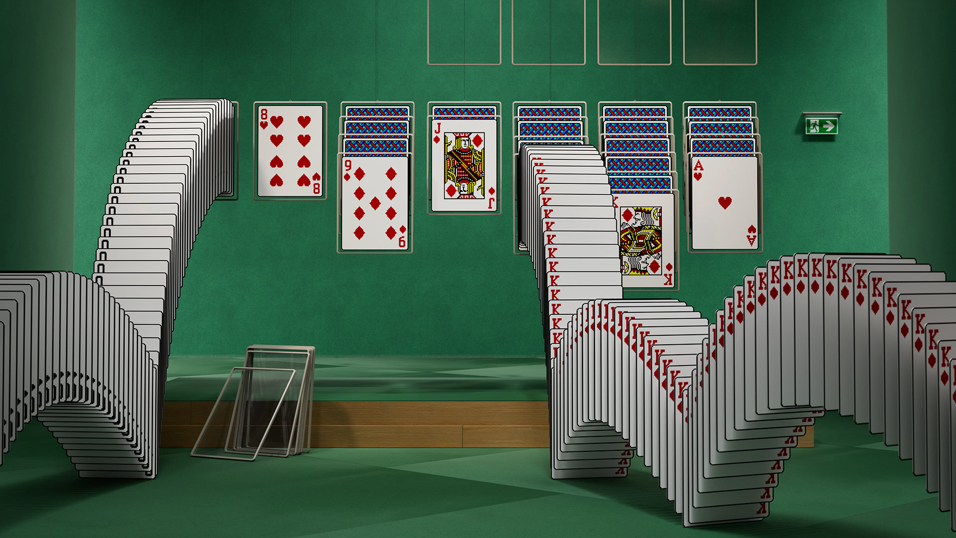 General 1920x1080 Microsoft Microsoft Windows Solitaire cards frame green background nostalgia old games playing cards