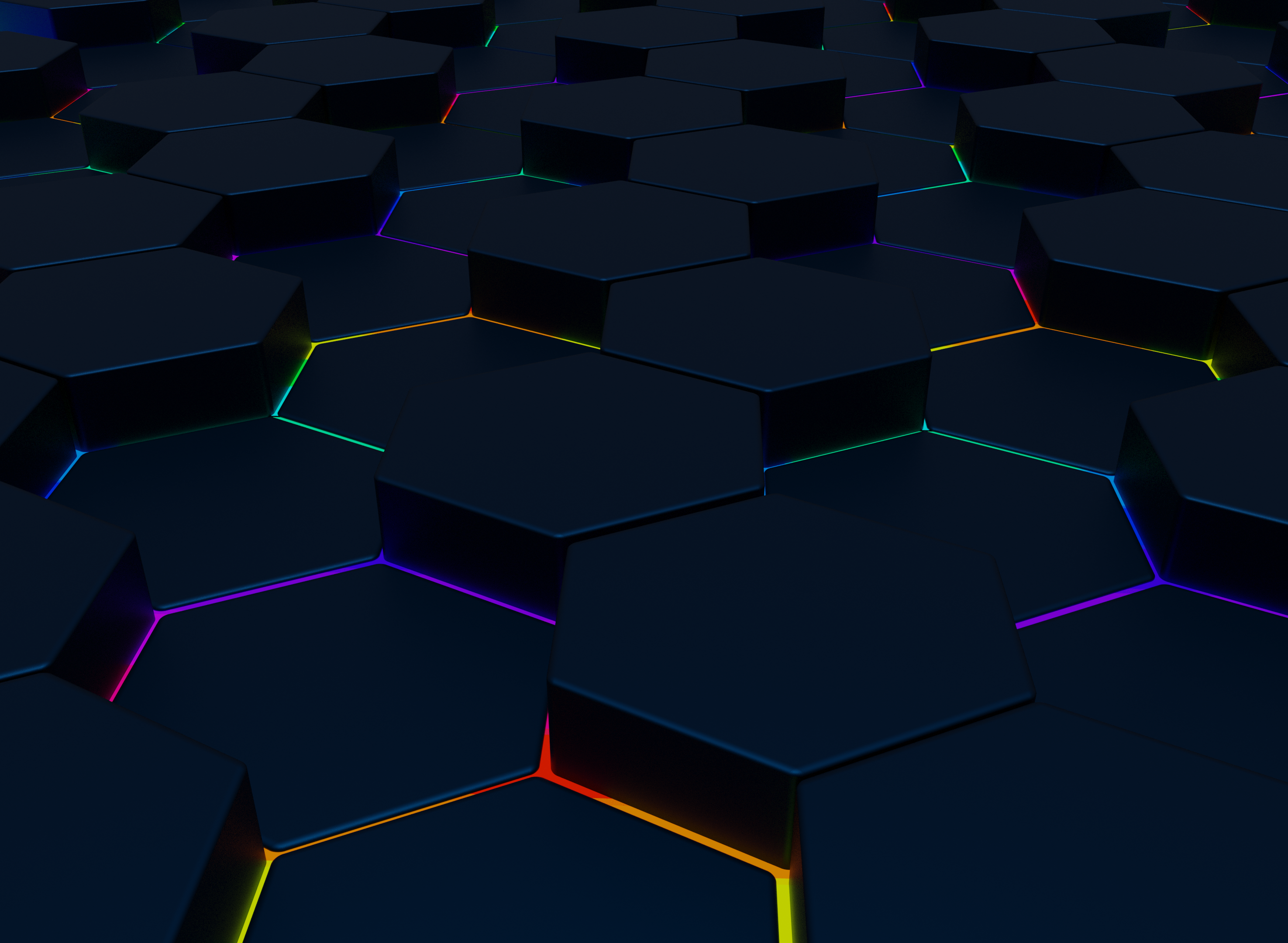 General 2950x2160 glowing RGB CGI 3D Abstract hexagon texture digital art closeup abstract