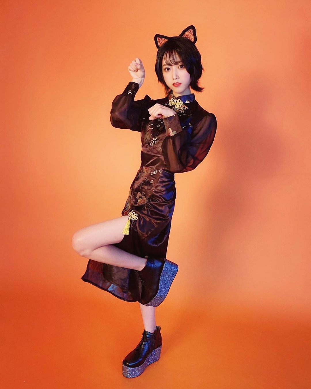 People 1080x1350 Kumamoto Marina cat girl simple background Japanese model Asian women model brunette studio