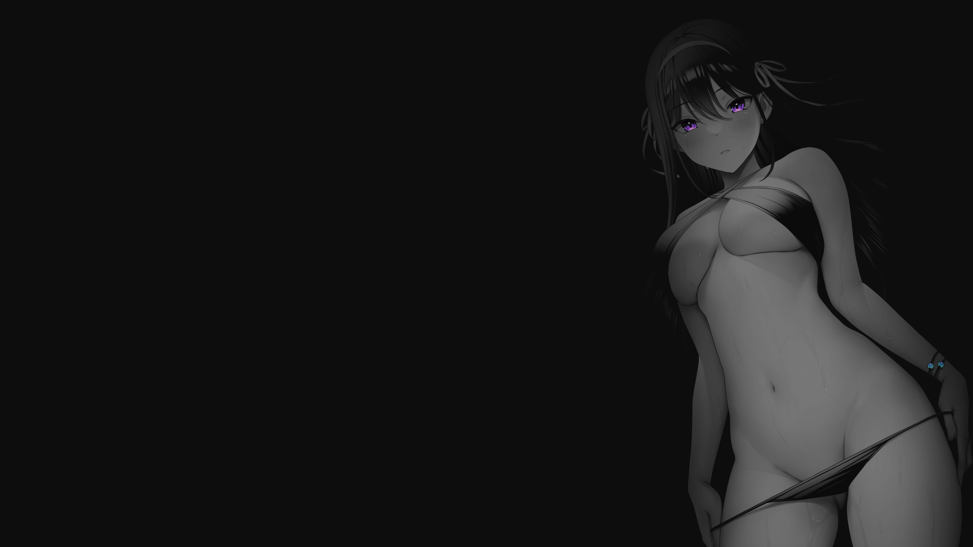 Anime 1920x1080 black background dark background simple background anime girls selective coloring swimwear big boobs Spy x Family Yor Forger