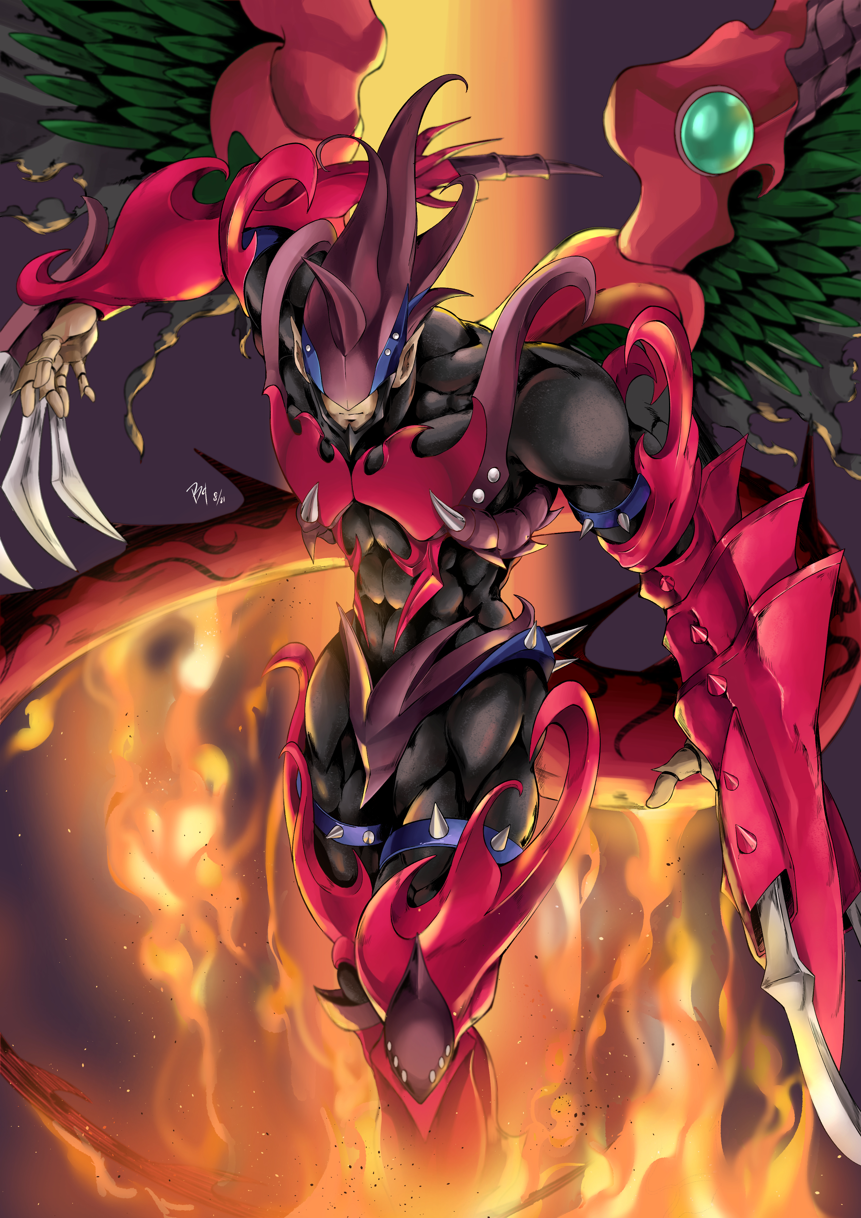Anime 2894x4093 Destiny HERO - Destroyer Phoenix Enforcer anime Trading Card Games Yu-Gi-Oh! Yu-Gi-Oh! GX artwork digital art fan art