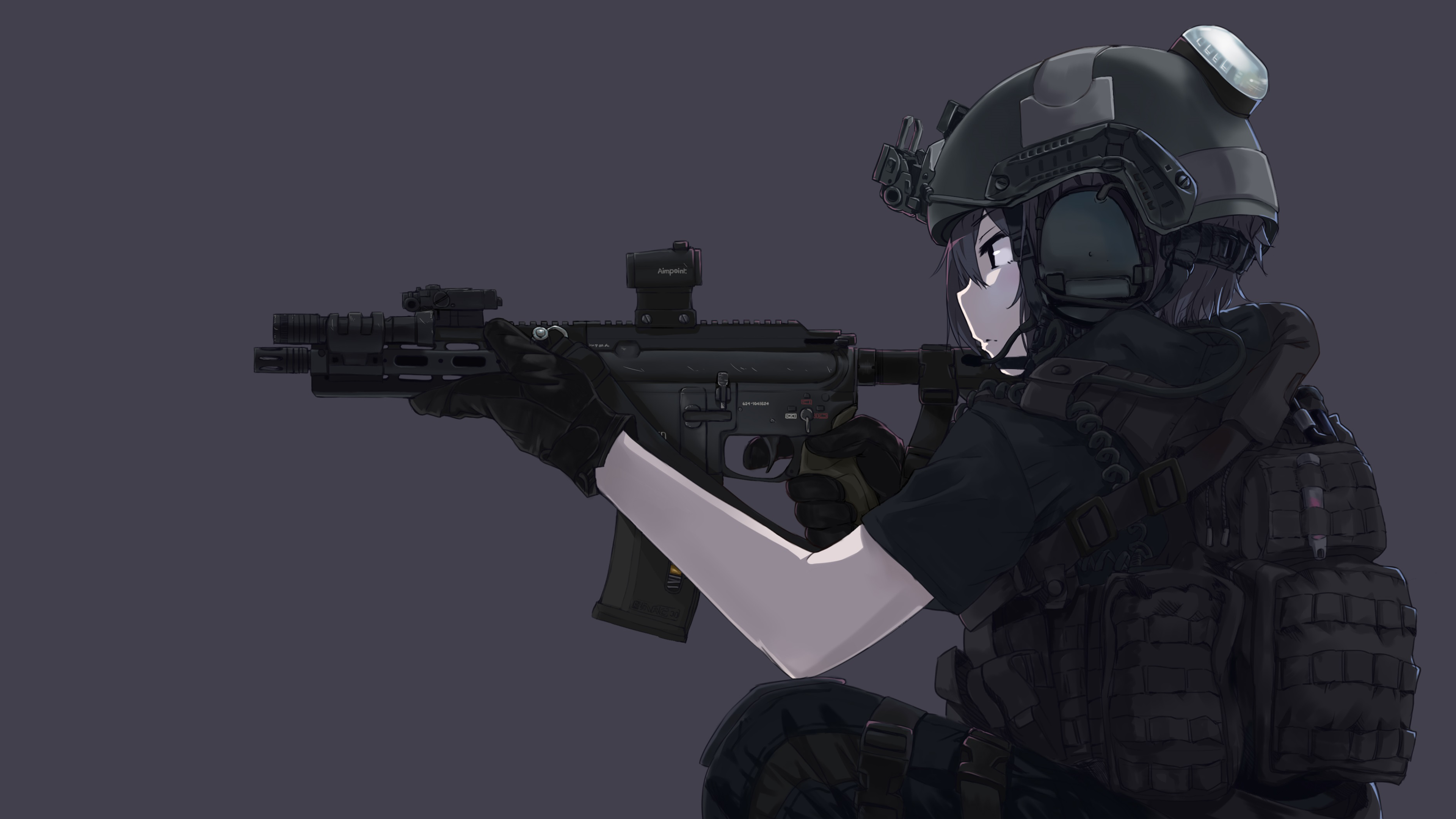 Anime 3840x2160 Ivan 624 anime girls tactical gun anime girls with guns SWAT assault rifle Ivan Wang helmet