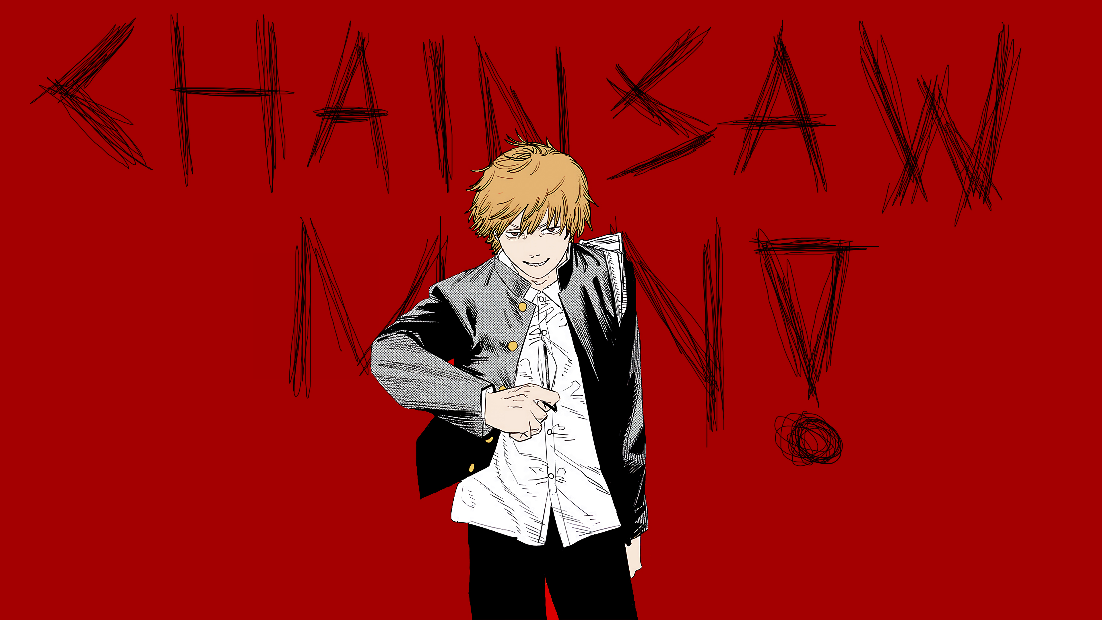 Anime 3840x2160 Chainsaw Man Denji (Chainsaw Man) red background anime anime boys