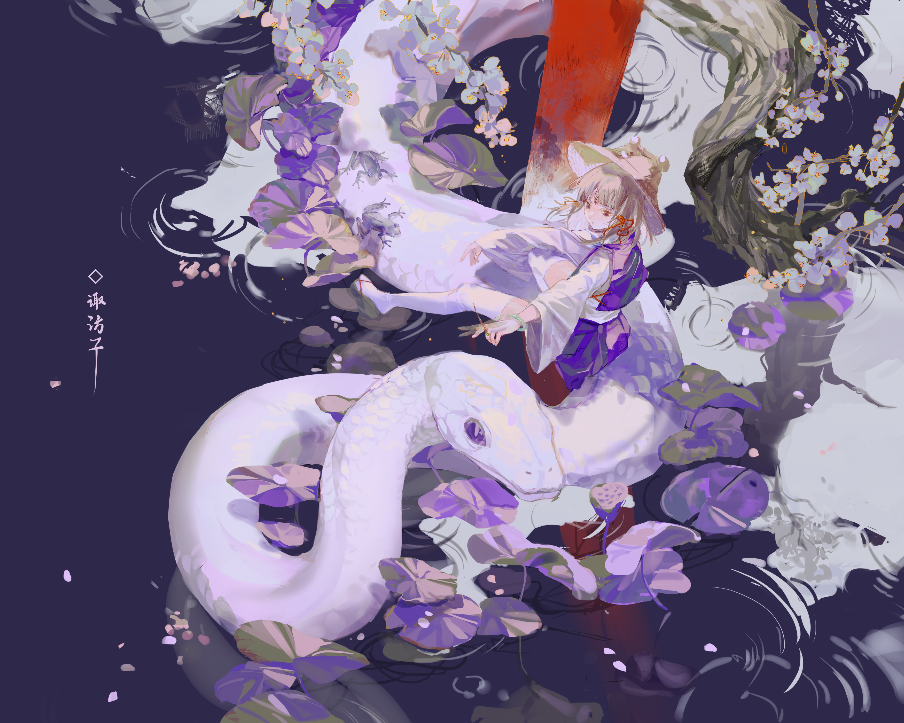 Anime 3500x2800 anime anime girls digital art artwork 2D portrait Suika Touhou Moriya Suwako snake
