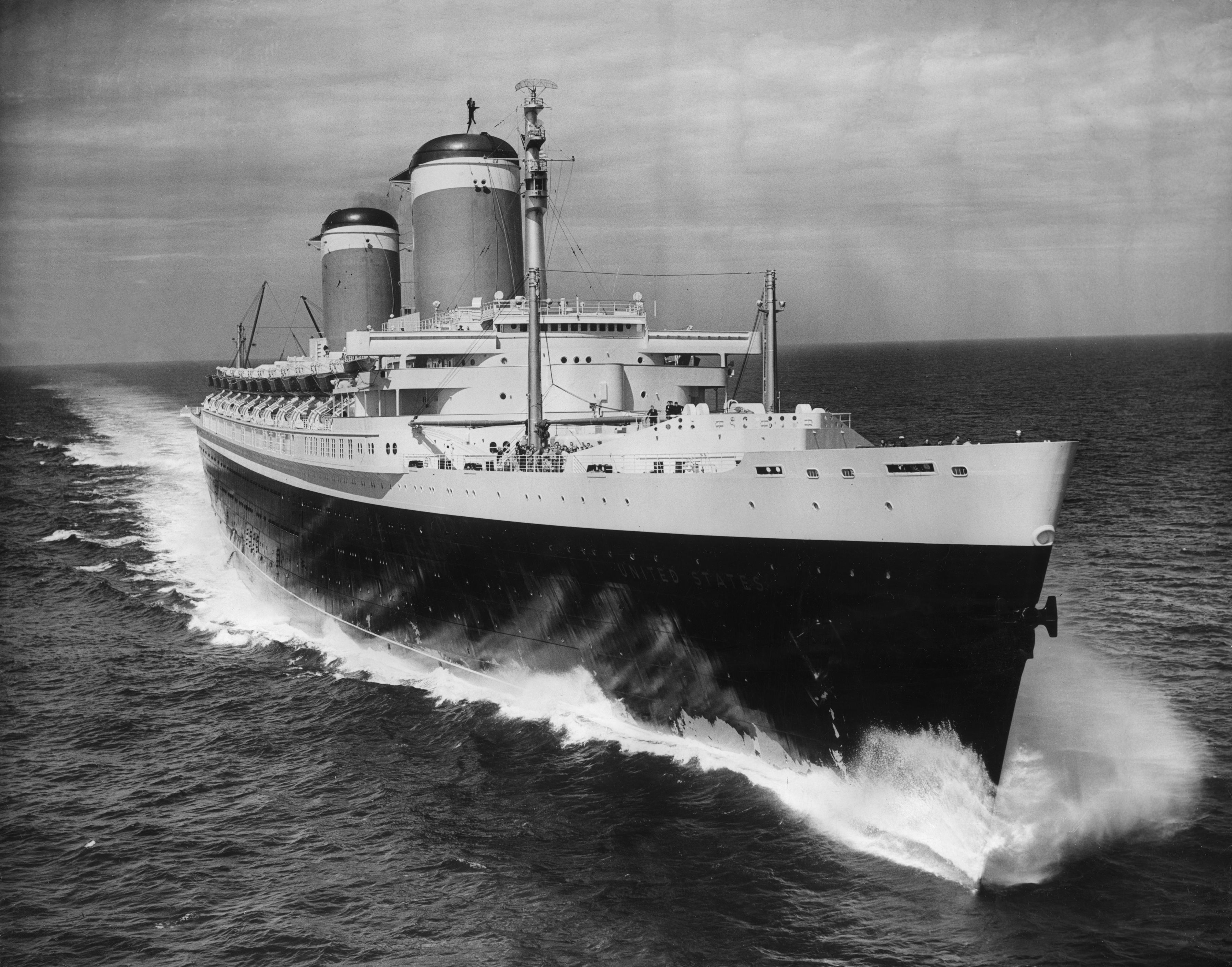 General 3600x2827 liner SS United States ship 1950s monochrome