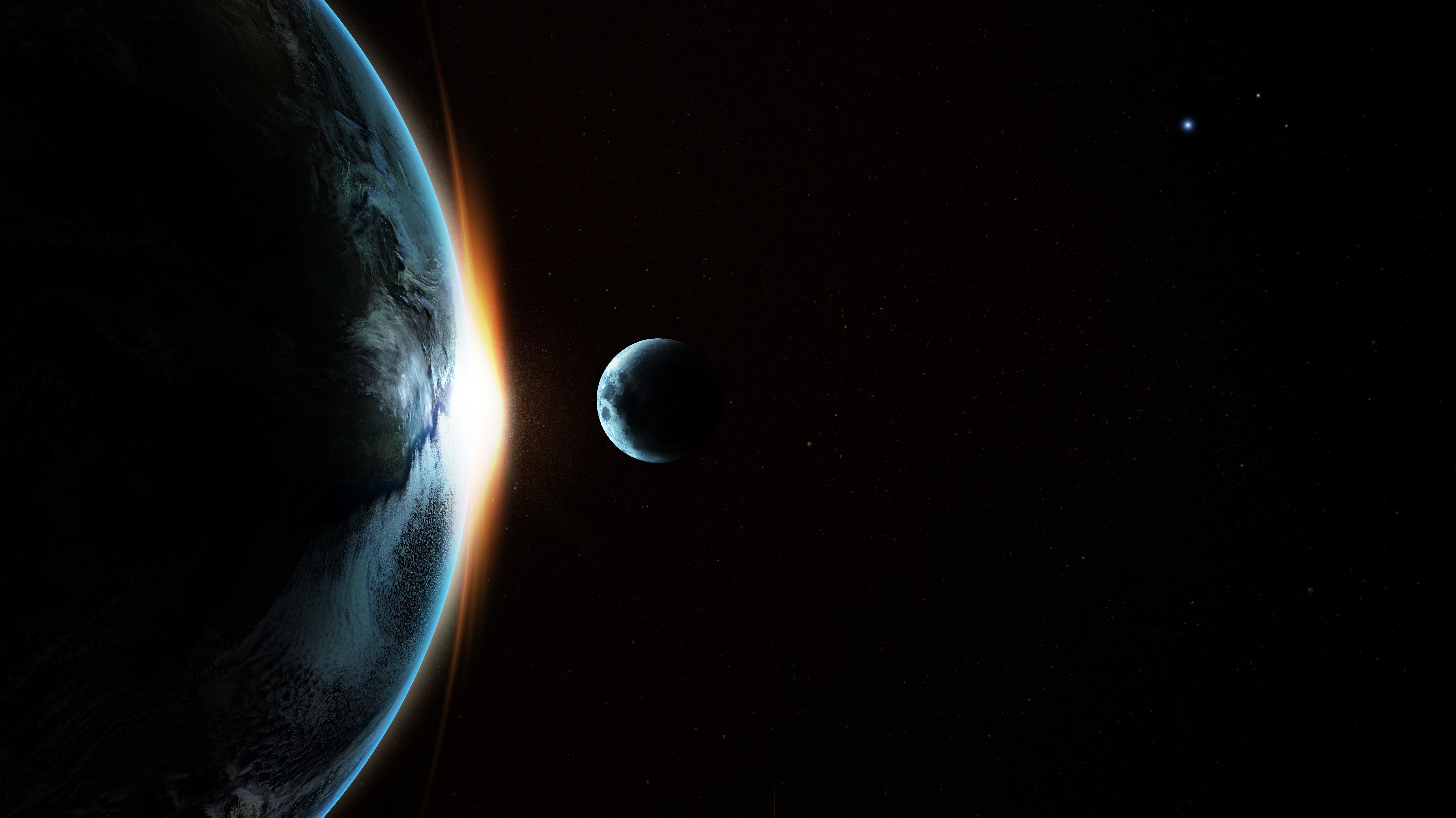 General 5146x2894 space space art Moon Earth sunlight planet