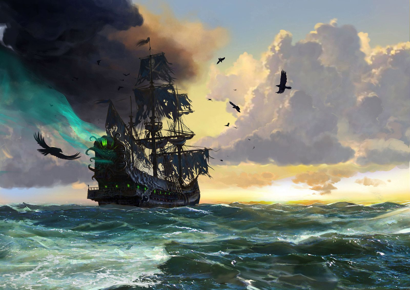 General 1600x1131 artwork fantasy art ship sailing ship sea