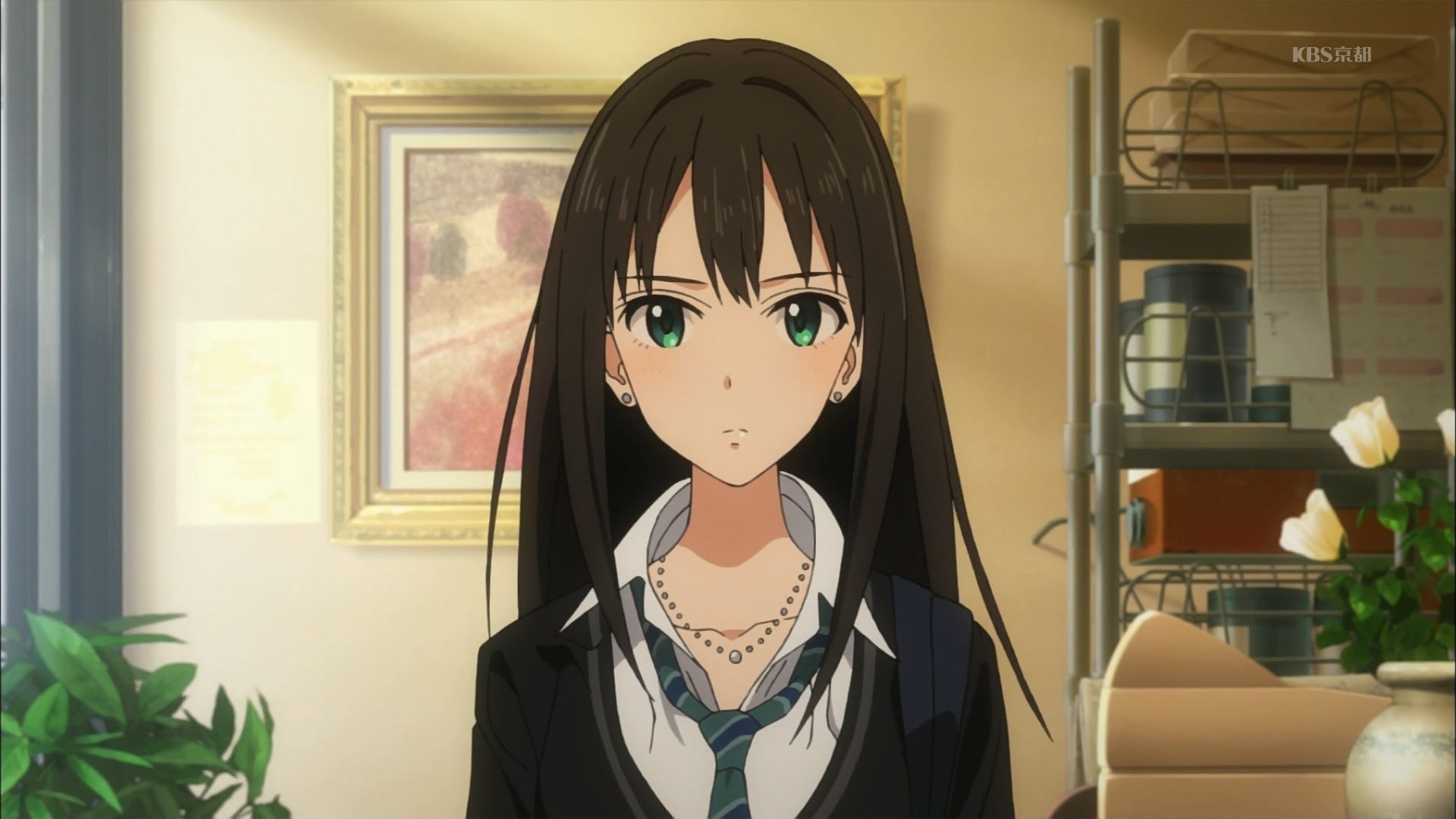 Anime 1920x1080 anime anime girls Anime screenshot THE iDOLM@STER Shibuya Rin long hair brunette aqua eyes school uniform THE iDOLM@STER: Cinderella Girls