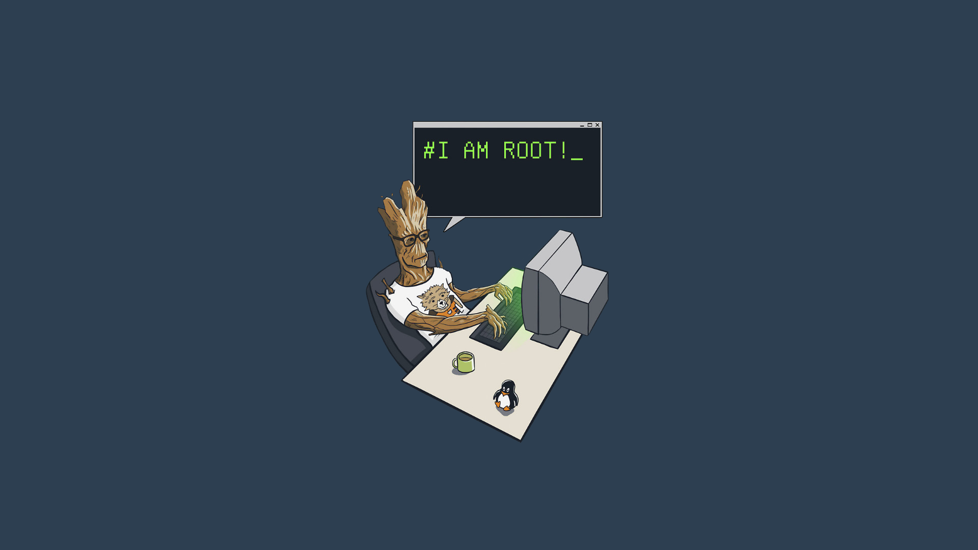 General 1920x1080 Linux sudo Groot Root Arch Linux humor