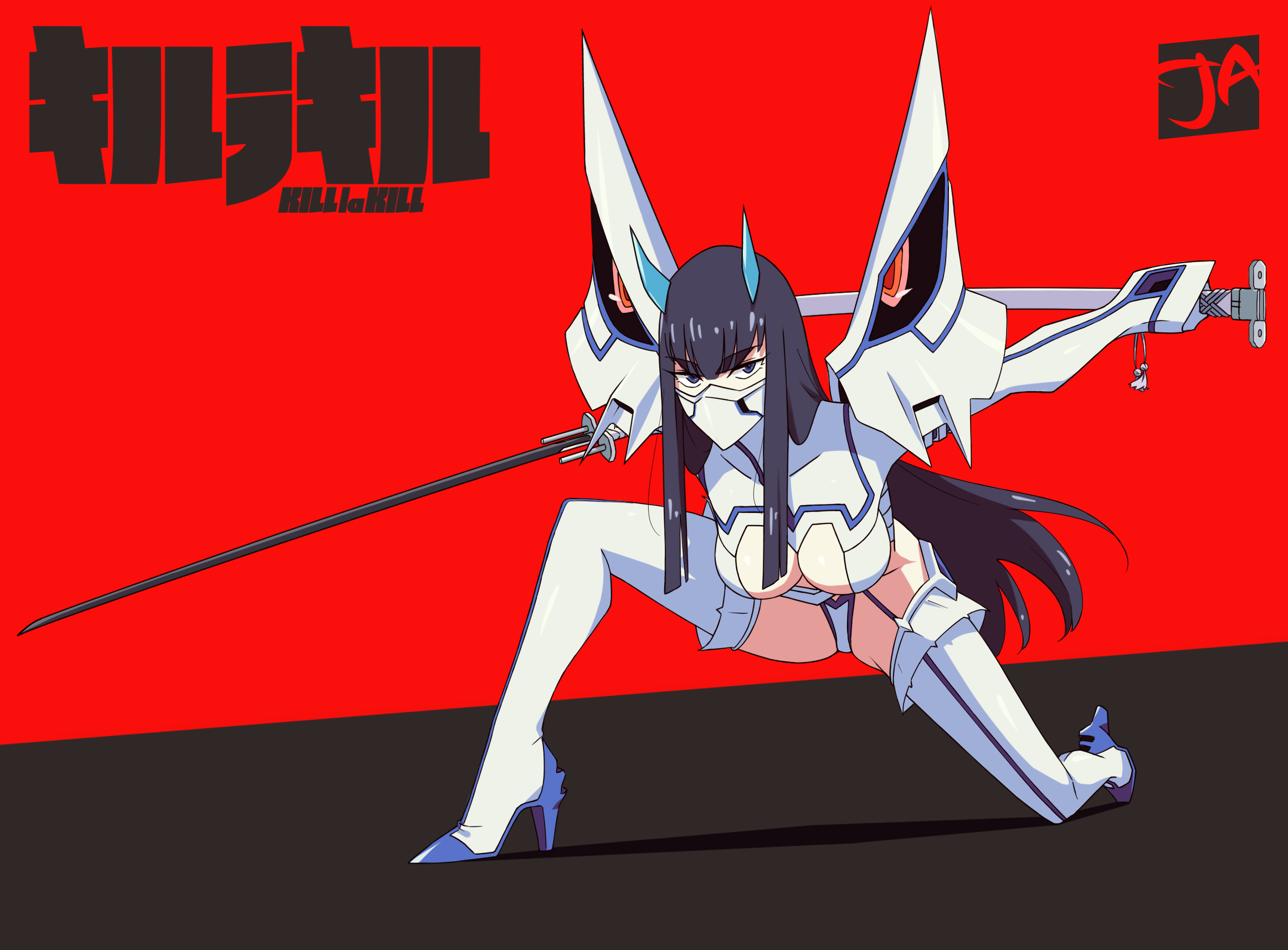 Anime 2325x1715 Kiryuin Satsuki Kill la Kill J Adsen red background mask