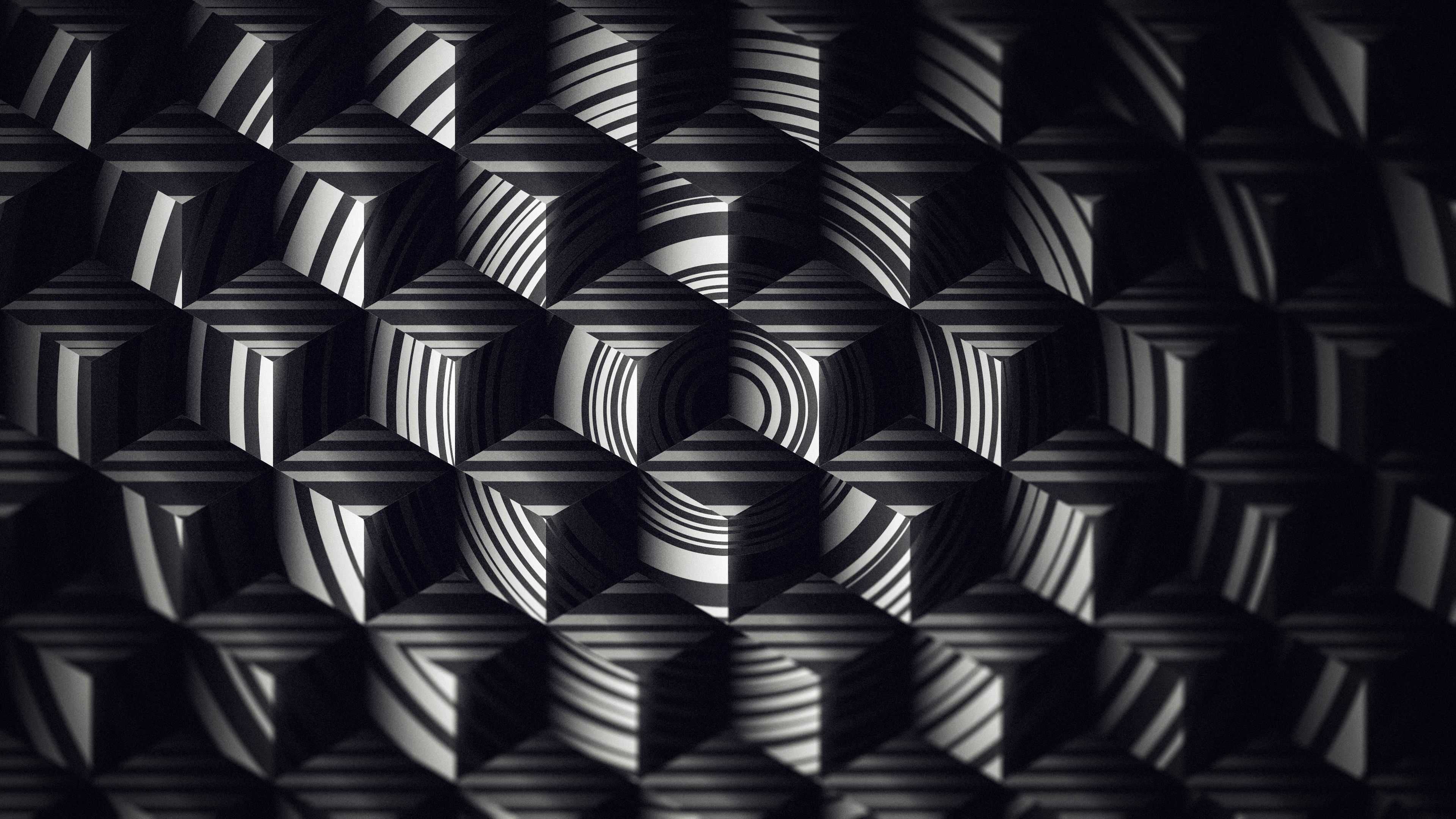 General 3840x2160 cube black gray 3D Blocks CGI digital art abstract monochrome 3D Abstract