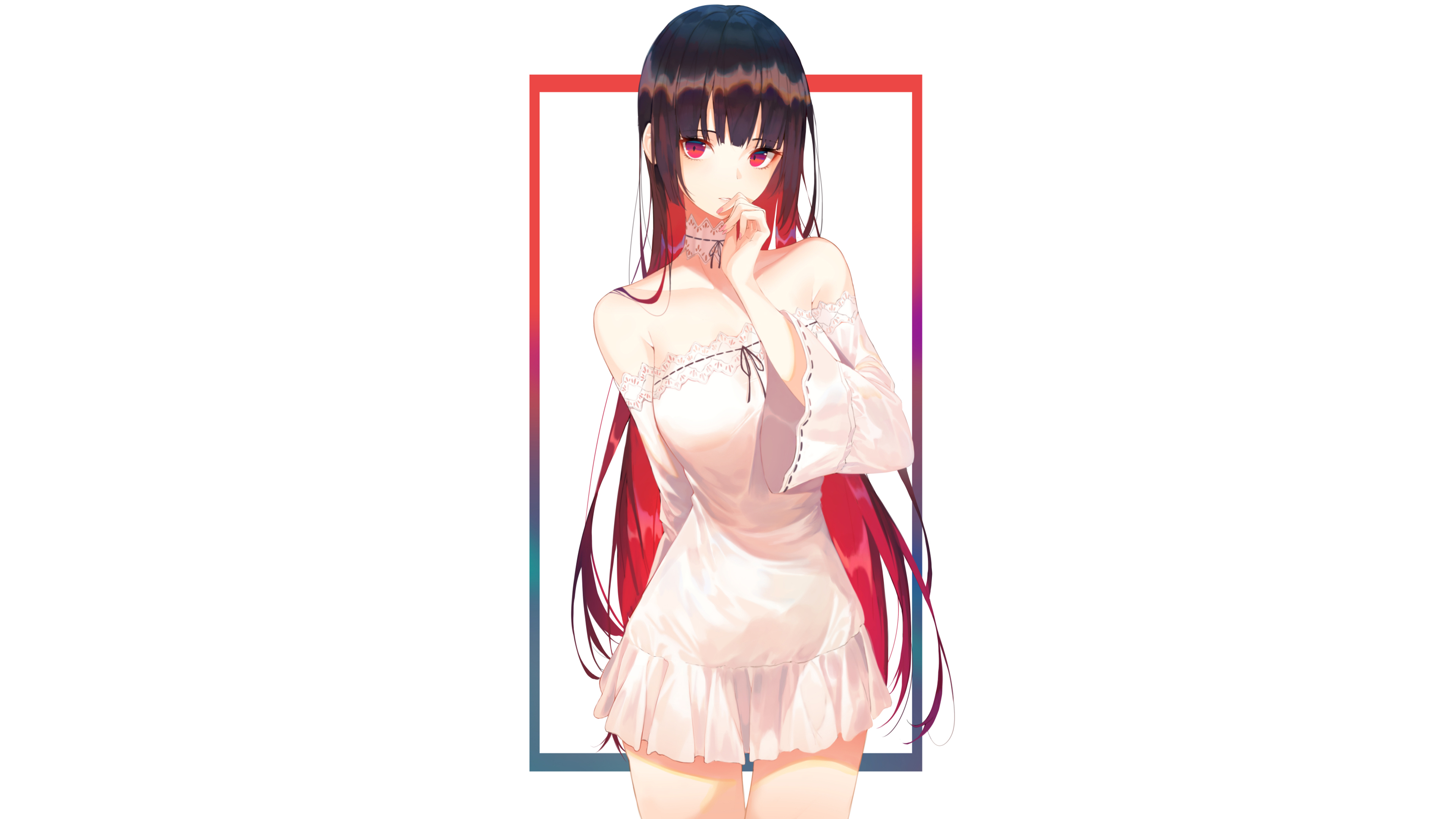 Anime 3840x2160 anime anime girls original characters artwork Pro-p dress long hair red eyes multi-colored hair