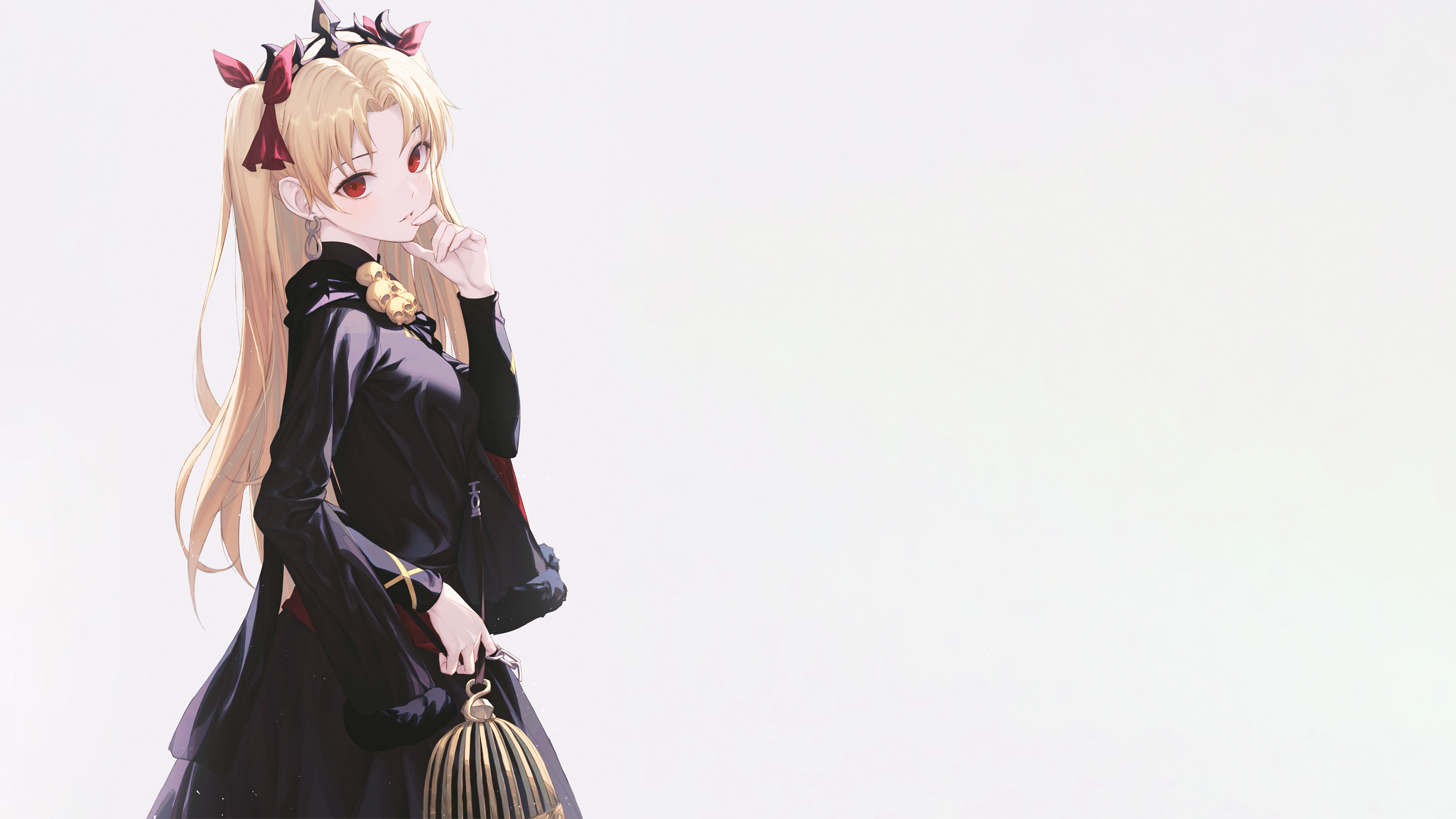 Anime 2560x1440 anime anime girls simple background Fate series Fate/Grand Order Ereshkigal (Fate/Grand Order) twintails blonde Hiera