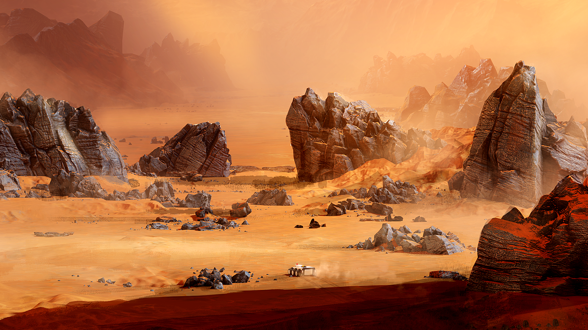 General 1920x1080 PC gaming video games Mars surviving mars red planet exploration video game art marsscape