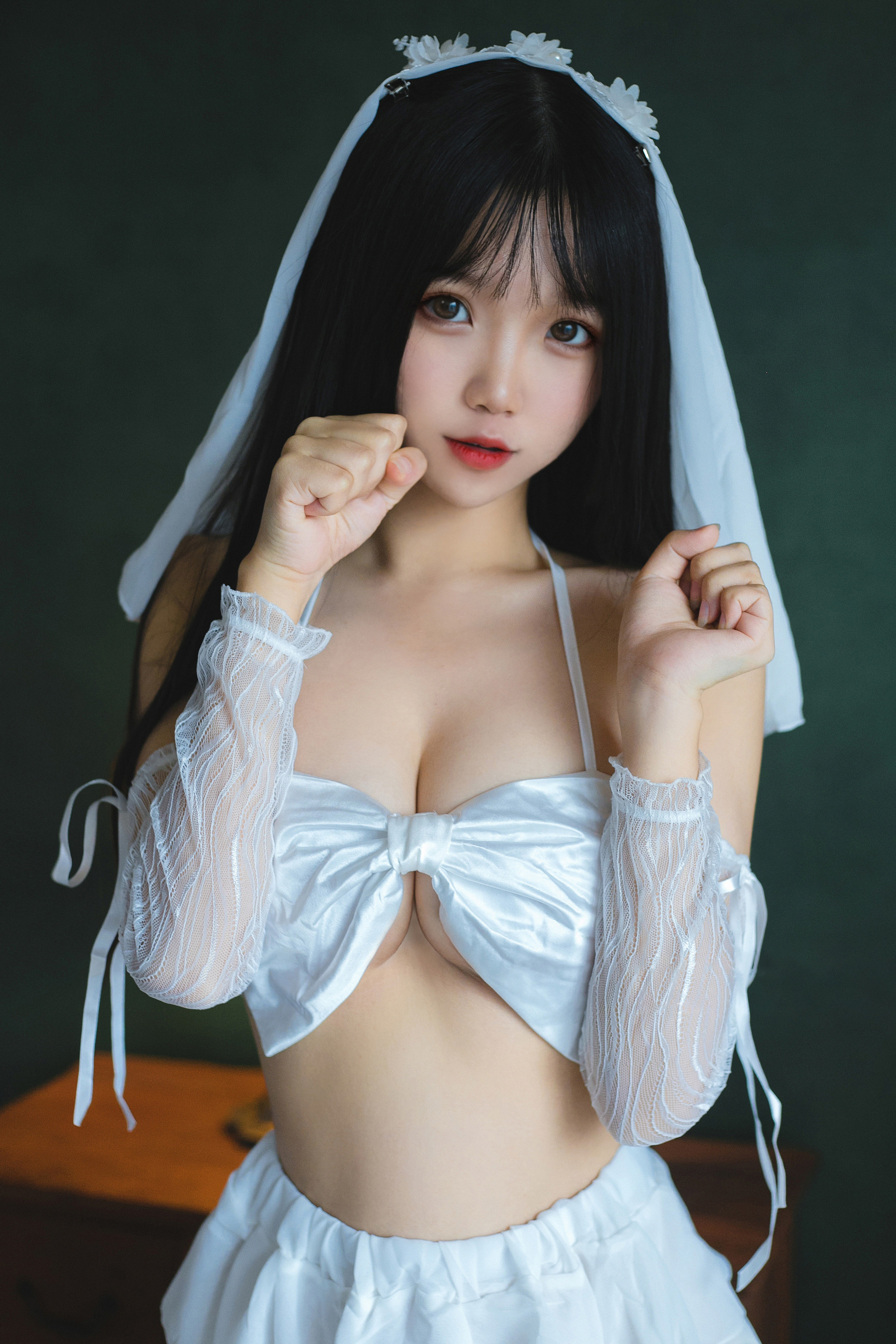 Asian, women, underboob, pale, lingerie, skirt | 1800x2700 Wallpaper