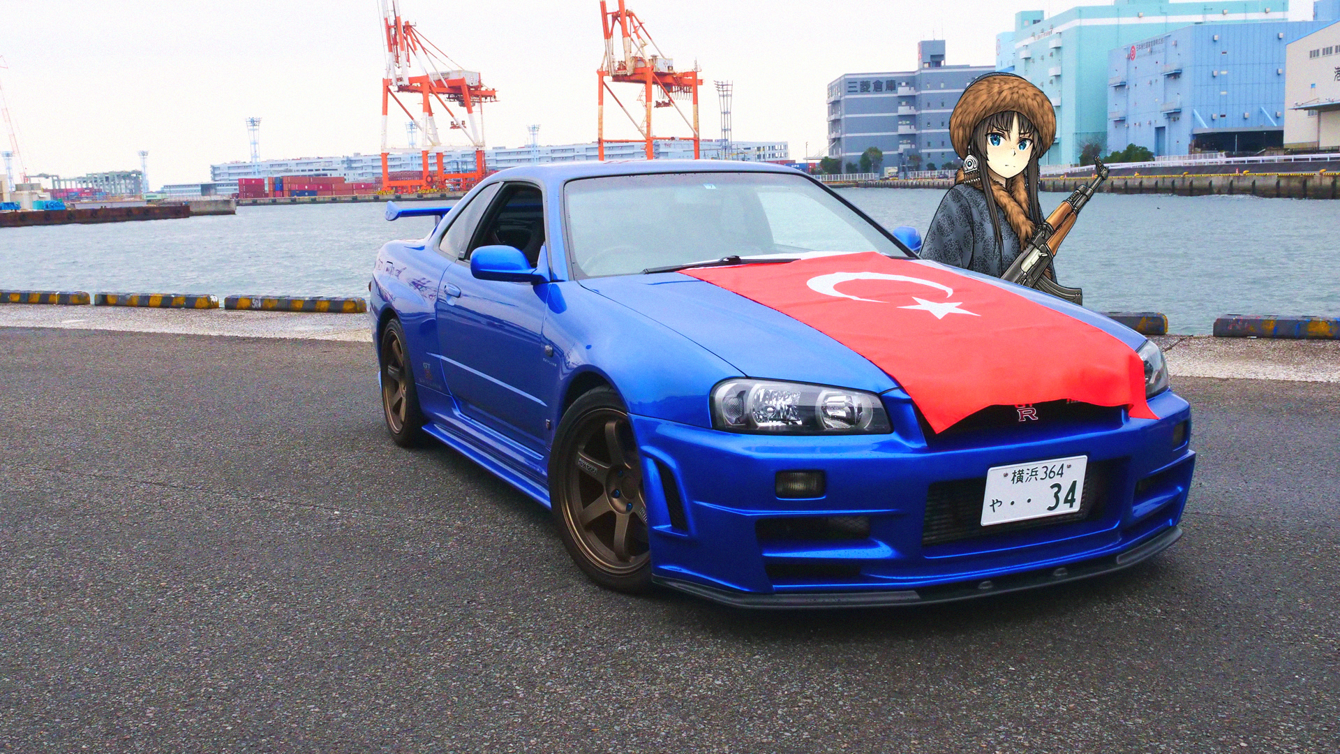 Anime 1920x1080 Nissan Skyline R34 Turkish Japanese cars anime girls animeirl Nissan Nissan Skyline Japan