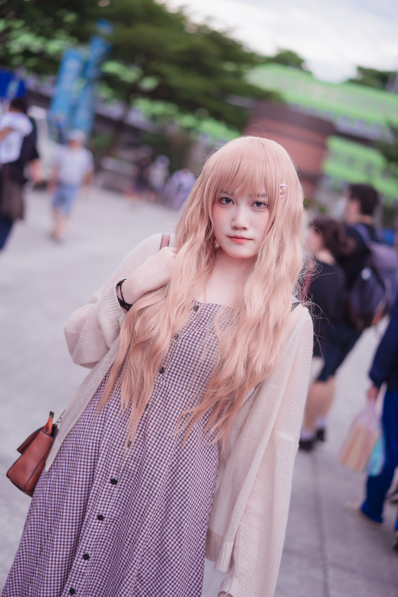 People 1366x2048 Asian women model long hair women outdoors urban dress blonde standing