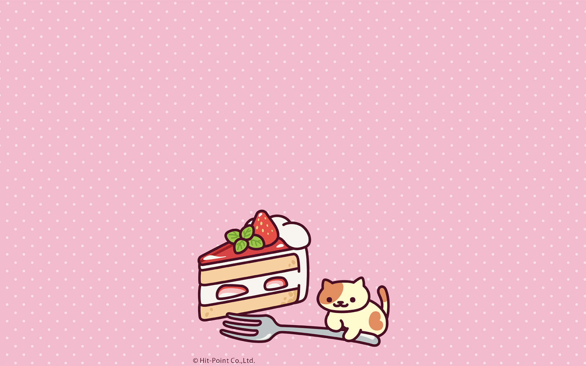 Anime 1920x1200 Nekoatsume kittens cake pink background