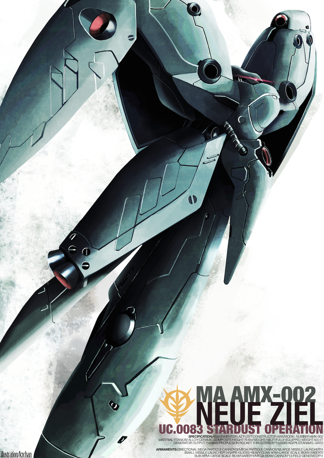 Anime 1061x1500 Mobile Suit Gundam 0083: Stardust Memory anime mechs Super Robot Taisen Neue Ziel artwork digital art fan art
