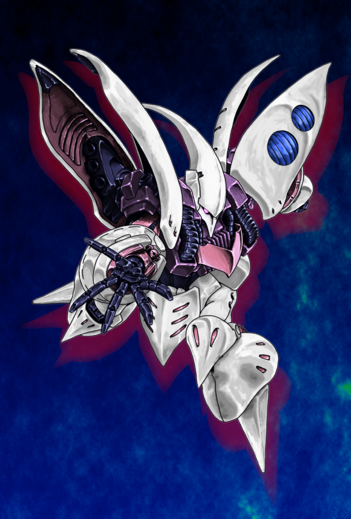 Anime 1181x1748 Qubeley anime mechs Super Robot Taisen Mobile Suit Zeta Gundam Mobile Suit Gundam ZZ artwork Mobile Suit digital art fan art