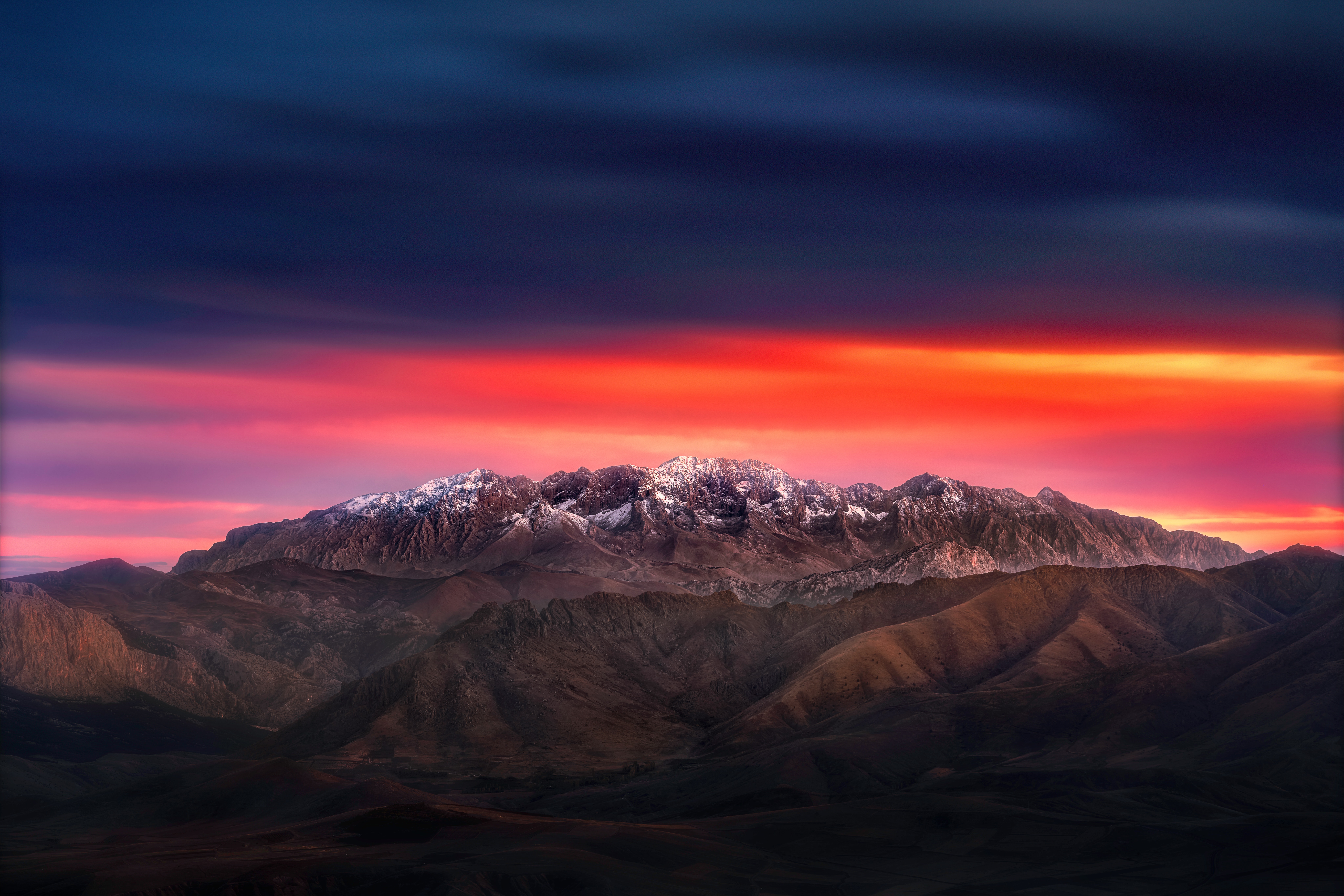 General 8192x5461 landscape photography sunset mountains abstract nature snow clouds
