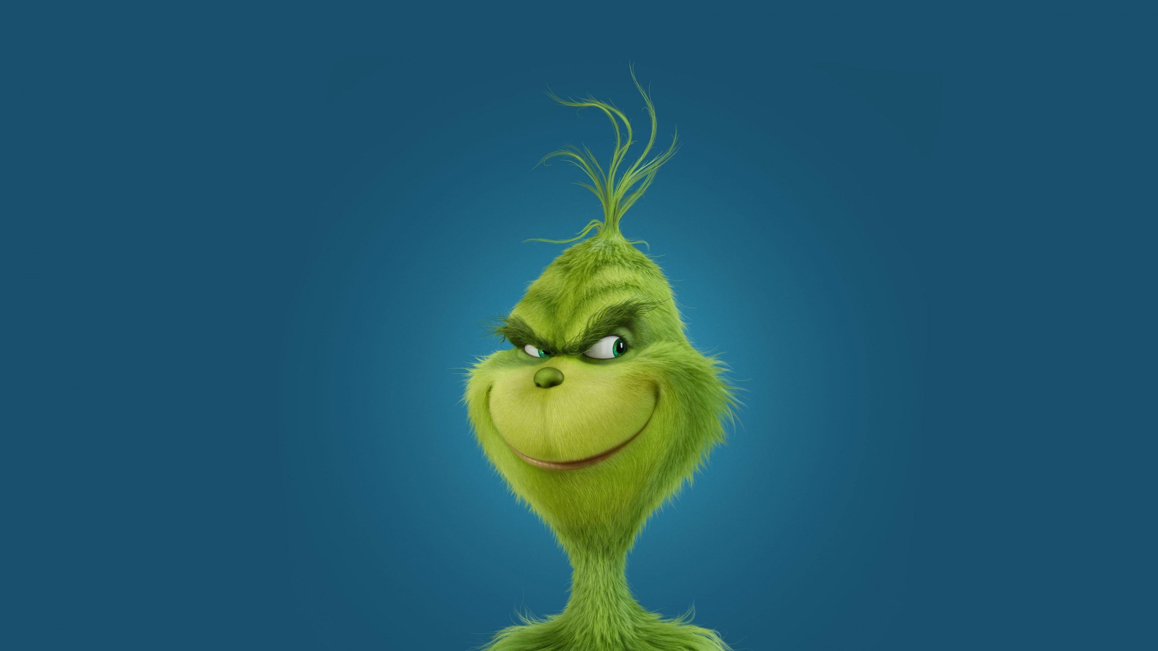 General 3840x2160 The Grinch creature simple background blue background artwork minimalism green