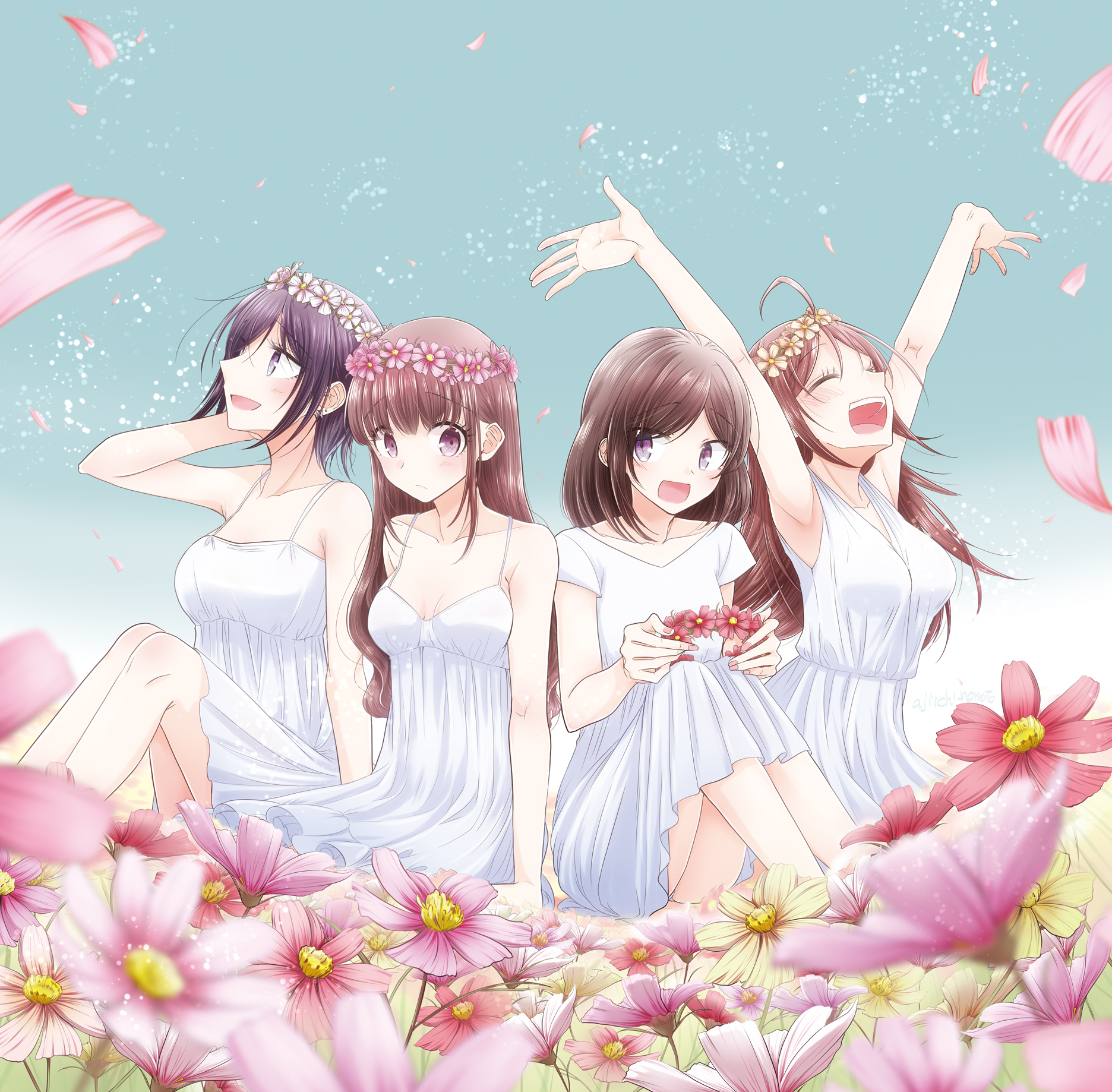 Anime 1872x1838 anime anime girls original characters artwork digital art fan art flowers