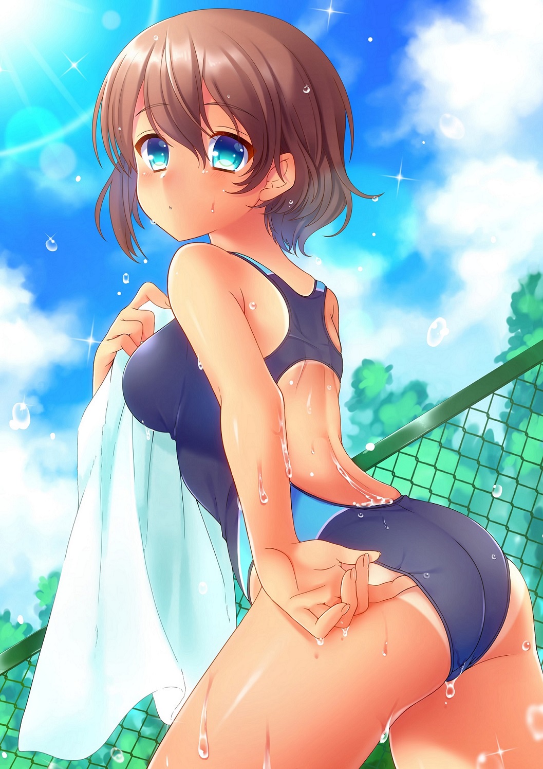 Anime 1057x1495 anime anime girls original characters swimwear artwork digital art fan art ass tan lines