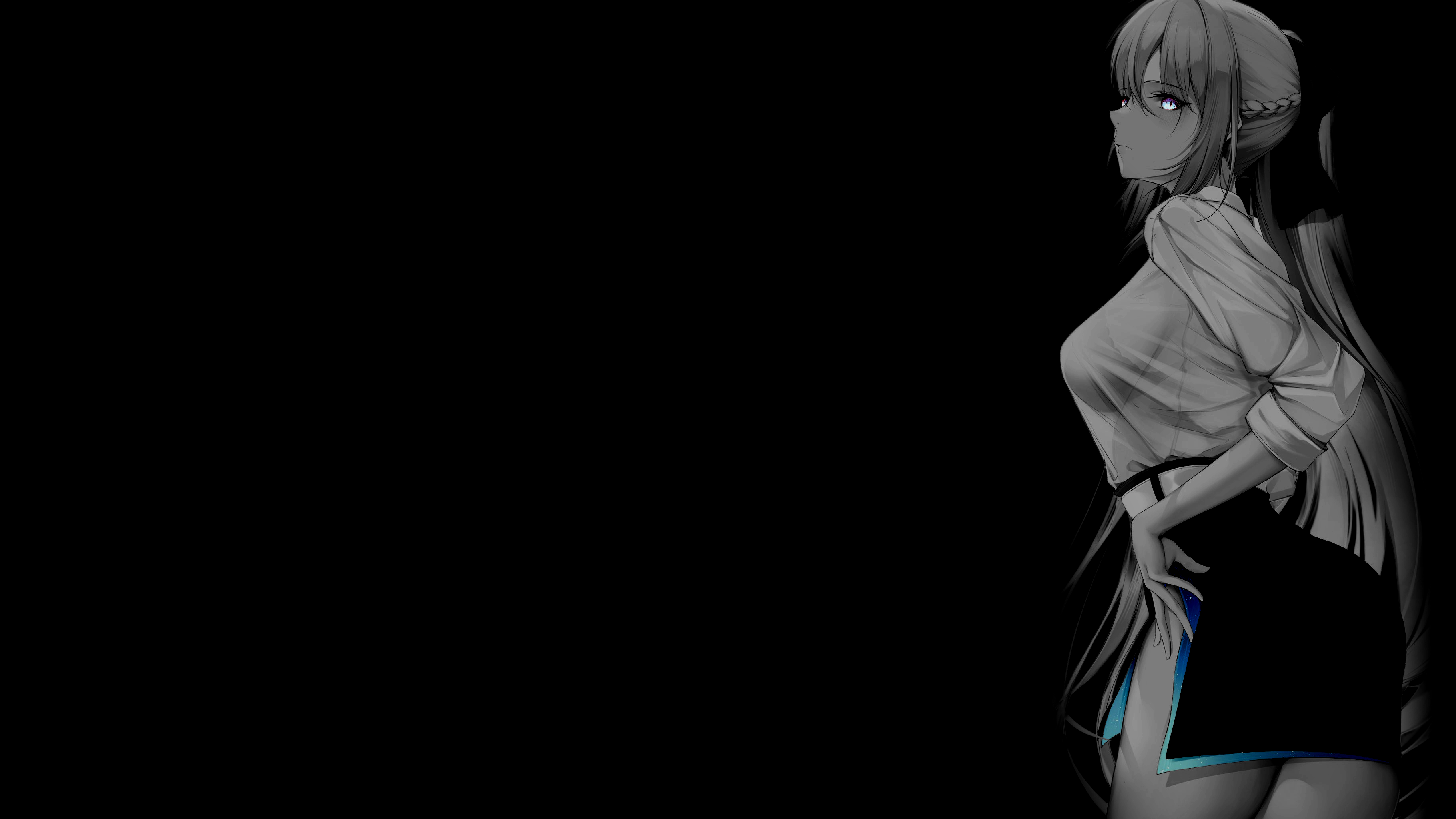 Anime 3641x2048 selective coloring black background dark background simple background anime girls Morgan le Fay