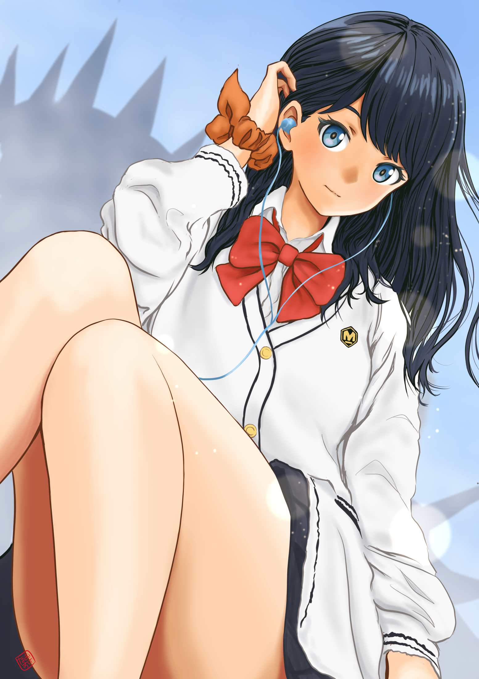 Anime 1553x2200 anime anime girls SSSS.GRIDMAN Takarada Rikka long hair black hair artwork digital art fan art