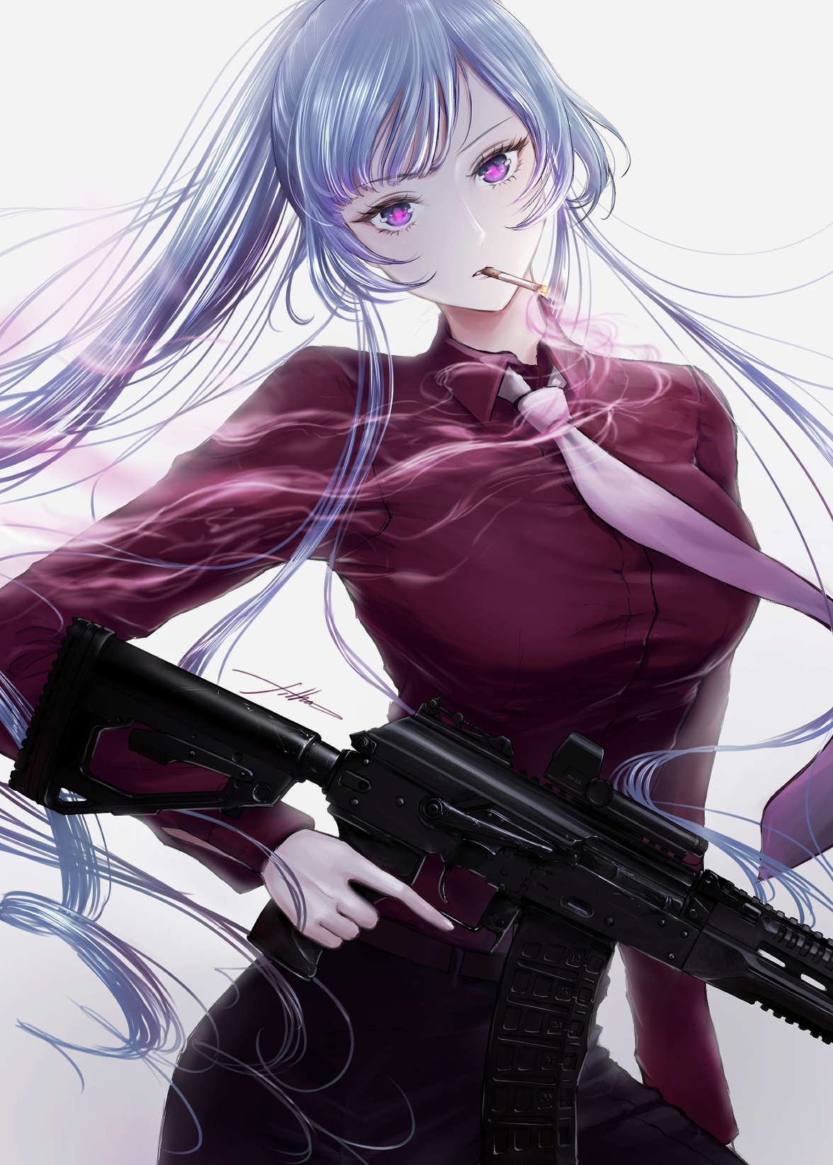 Anime 1176x1644 AK-12 (Girls Frontline) Girls Frontline long hair silver hair anime anime girls artwork digital art fan art gun girls with guns